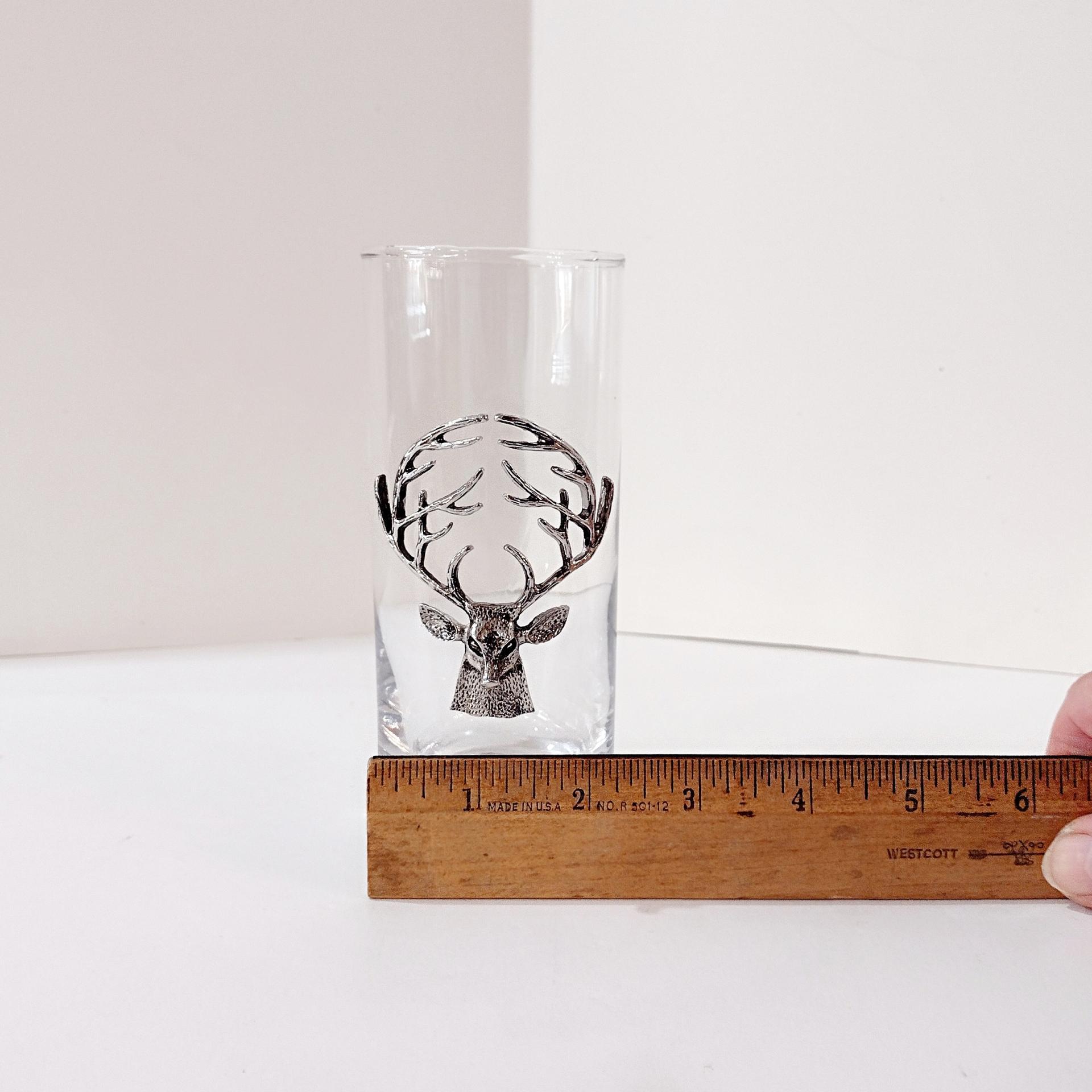 Stag Highball Glass, Pottery Barn Stag Glass, Deer Hunter Cocktail Glass