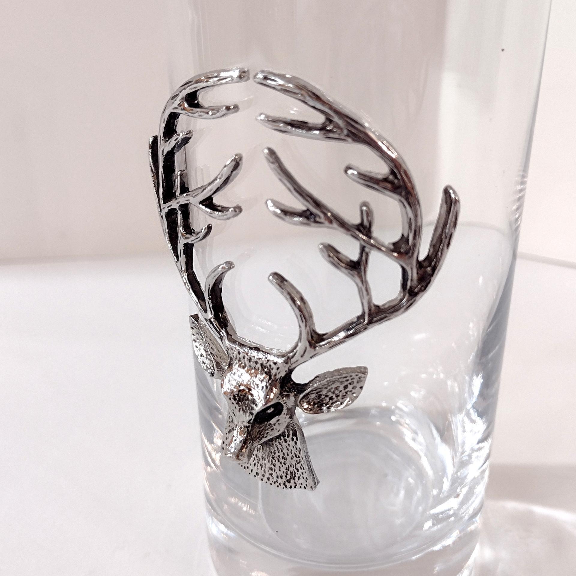 Stag Highball Glass, Pottery Barn Stag Glass, Deer Hunter Cocktail Glass