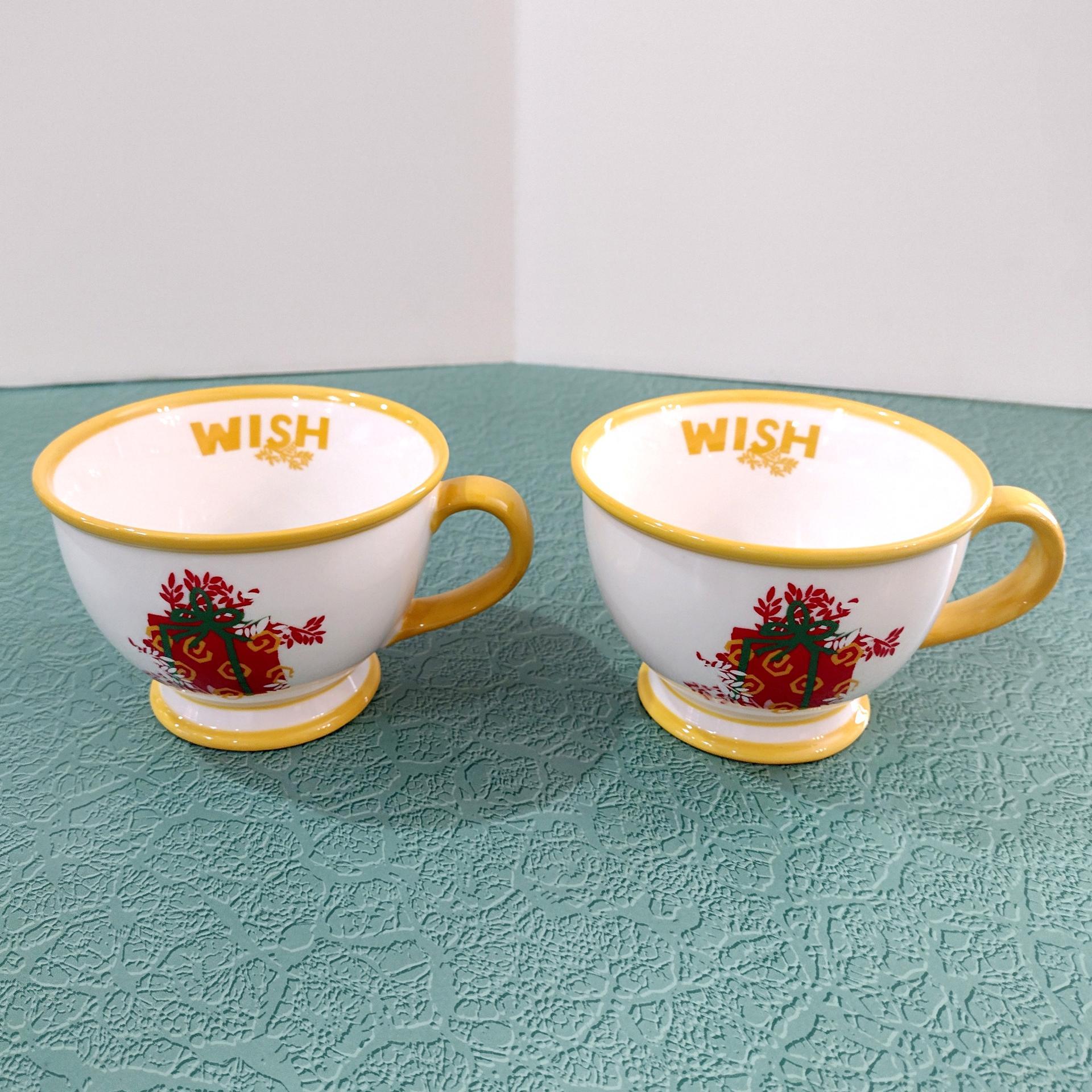Vintage 2007 Starbucks Christmas Present Coffee Tea Cups, Set of Two