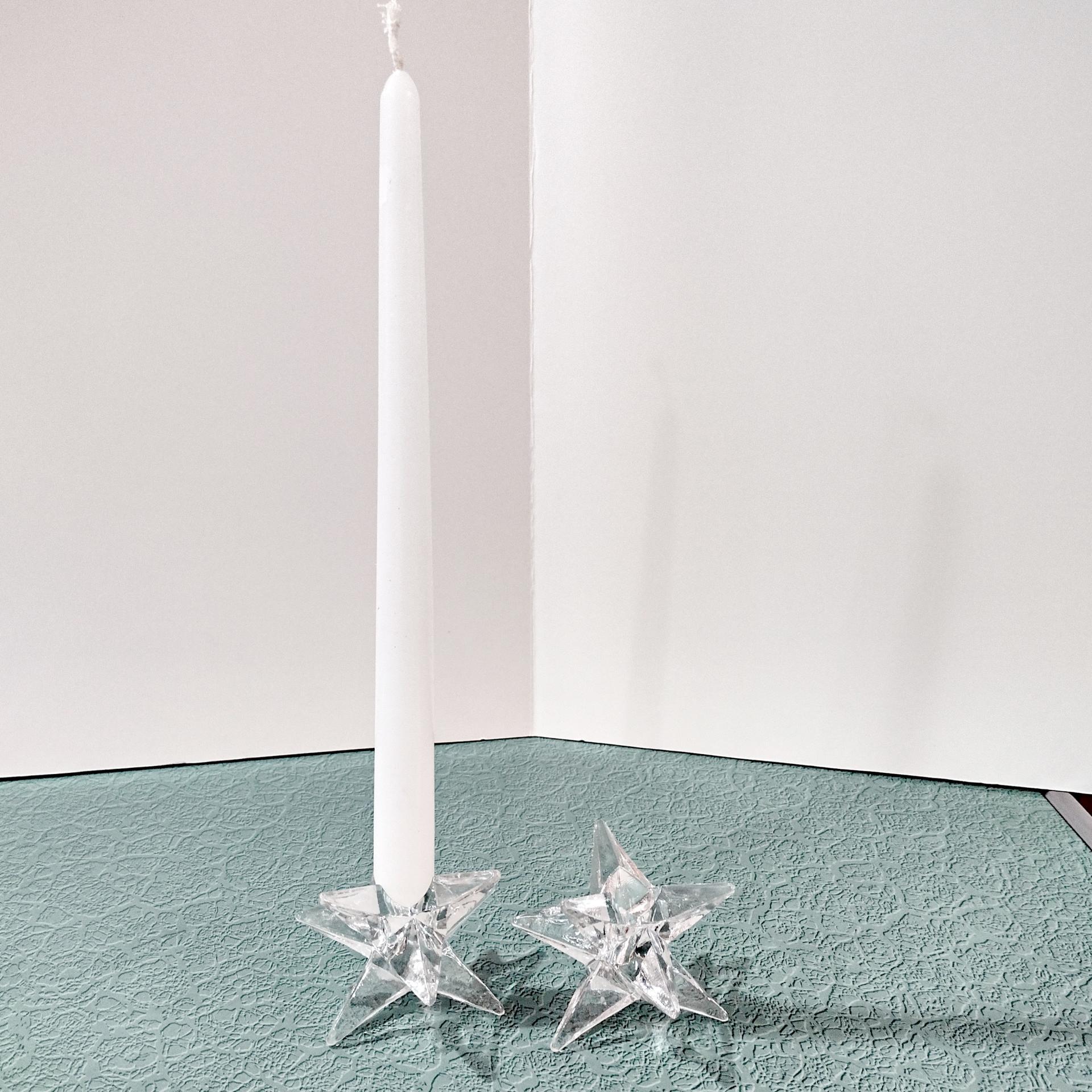 Vintage 9 Pointed Star Crystal Candlestick Holders, Set of 2, Taper Candle Holders