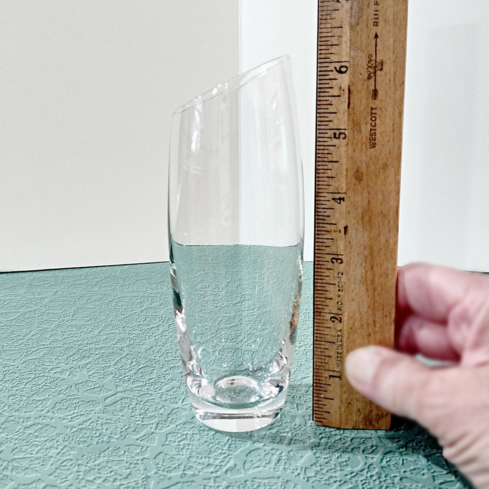 Vintage Stemless Champagne Flutes, Set of 4, Clear Glass Bud Vases