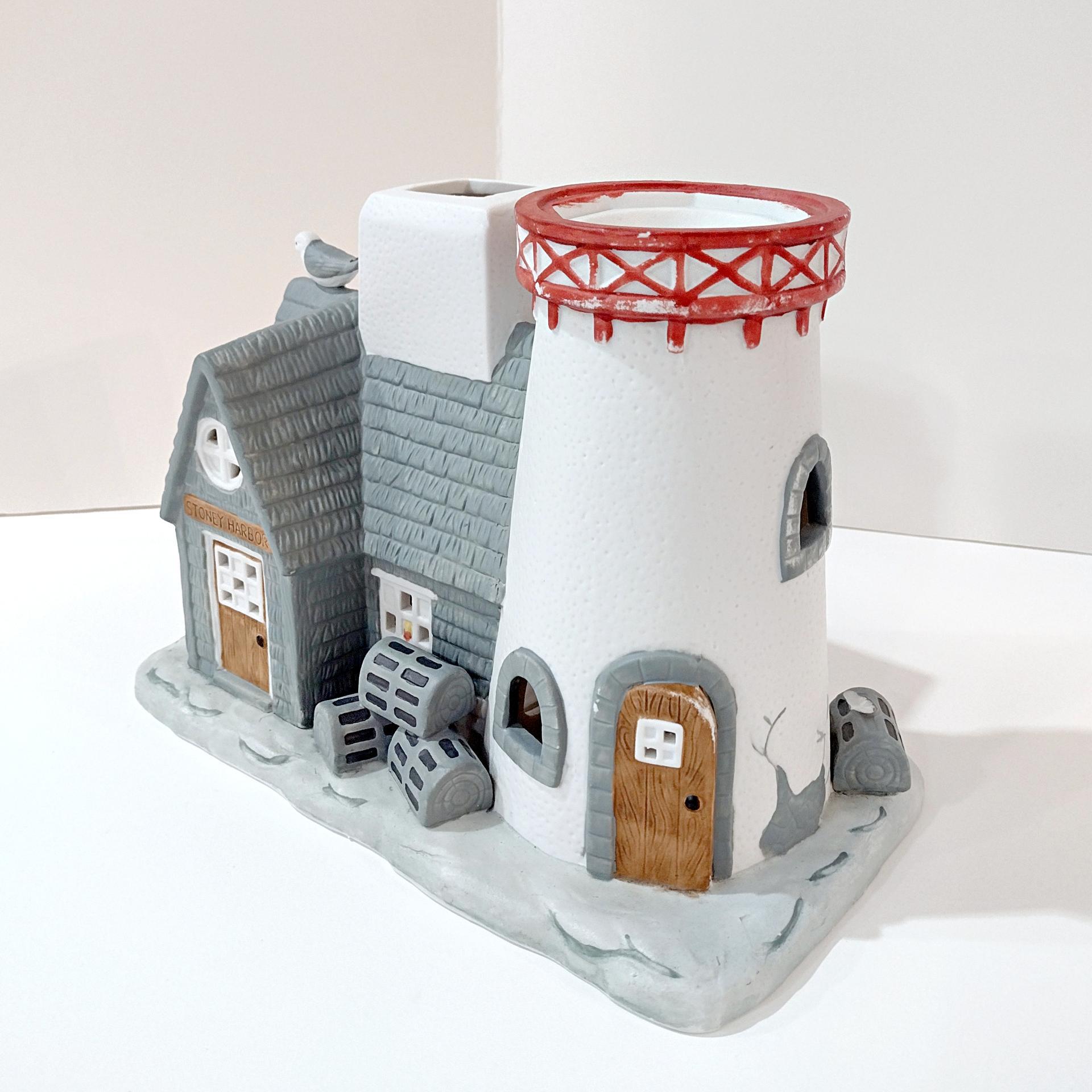 Vintage Partylite Stoney Harbor Lighthouse Tea Light Votive Candle Holder