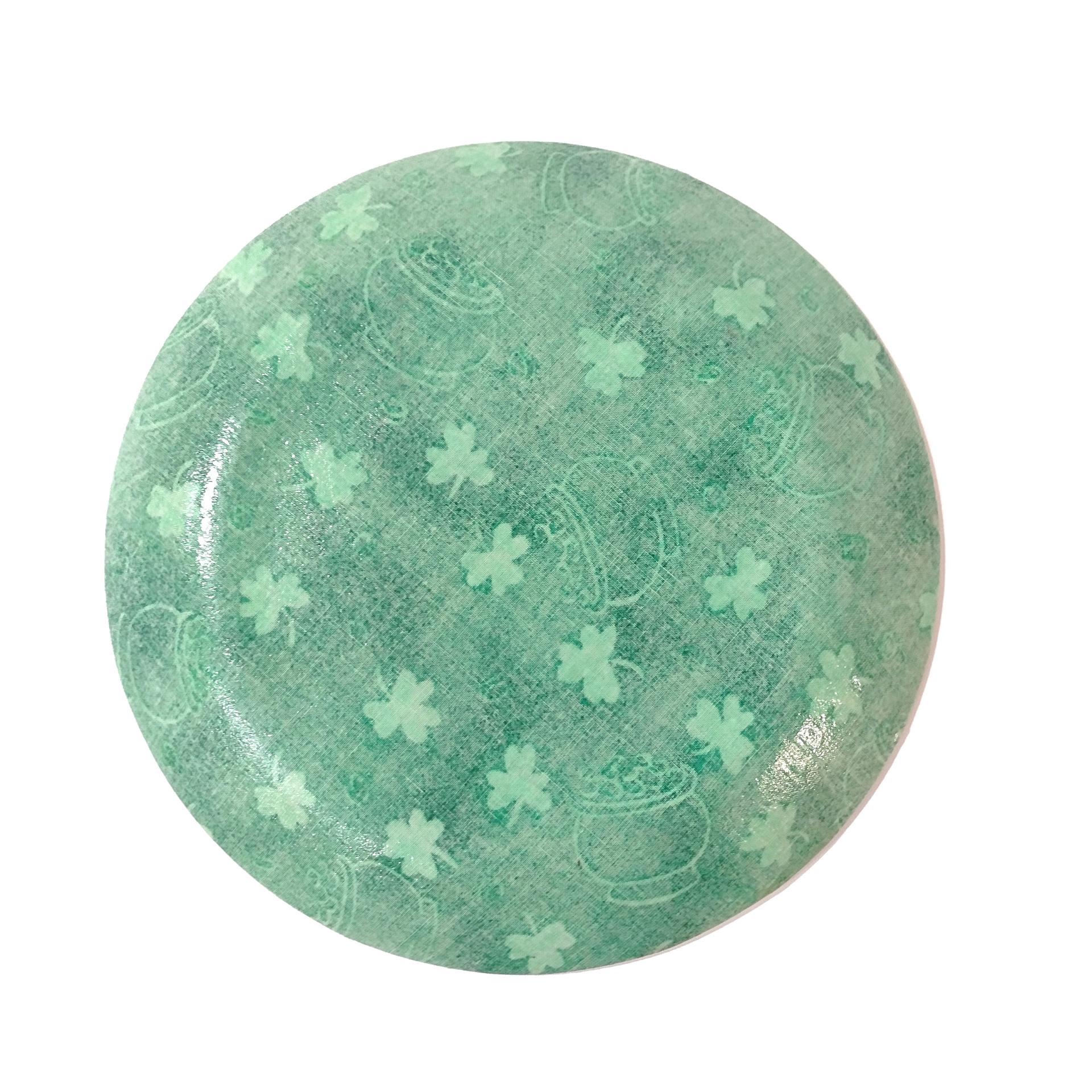Vintage Green and Gold Shamrock Pot of Gold St. Patrick's Day Glass Plate