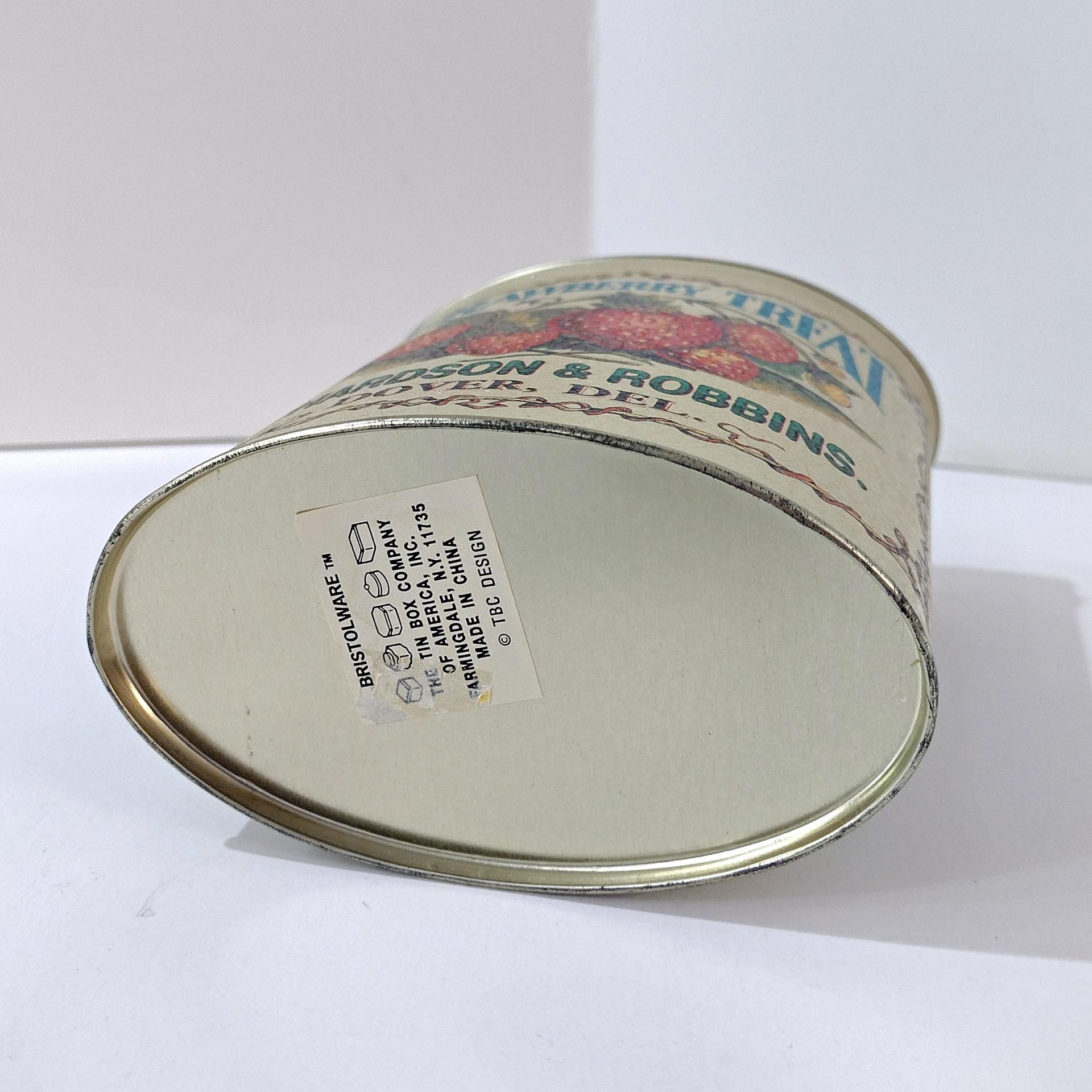 Vintage Strawberry Treats Richardson and Robbins Oval Storage Tin, Bristol Ware Retro Collectible Tin Container