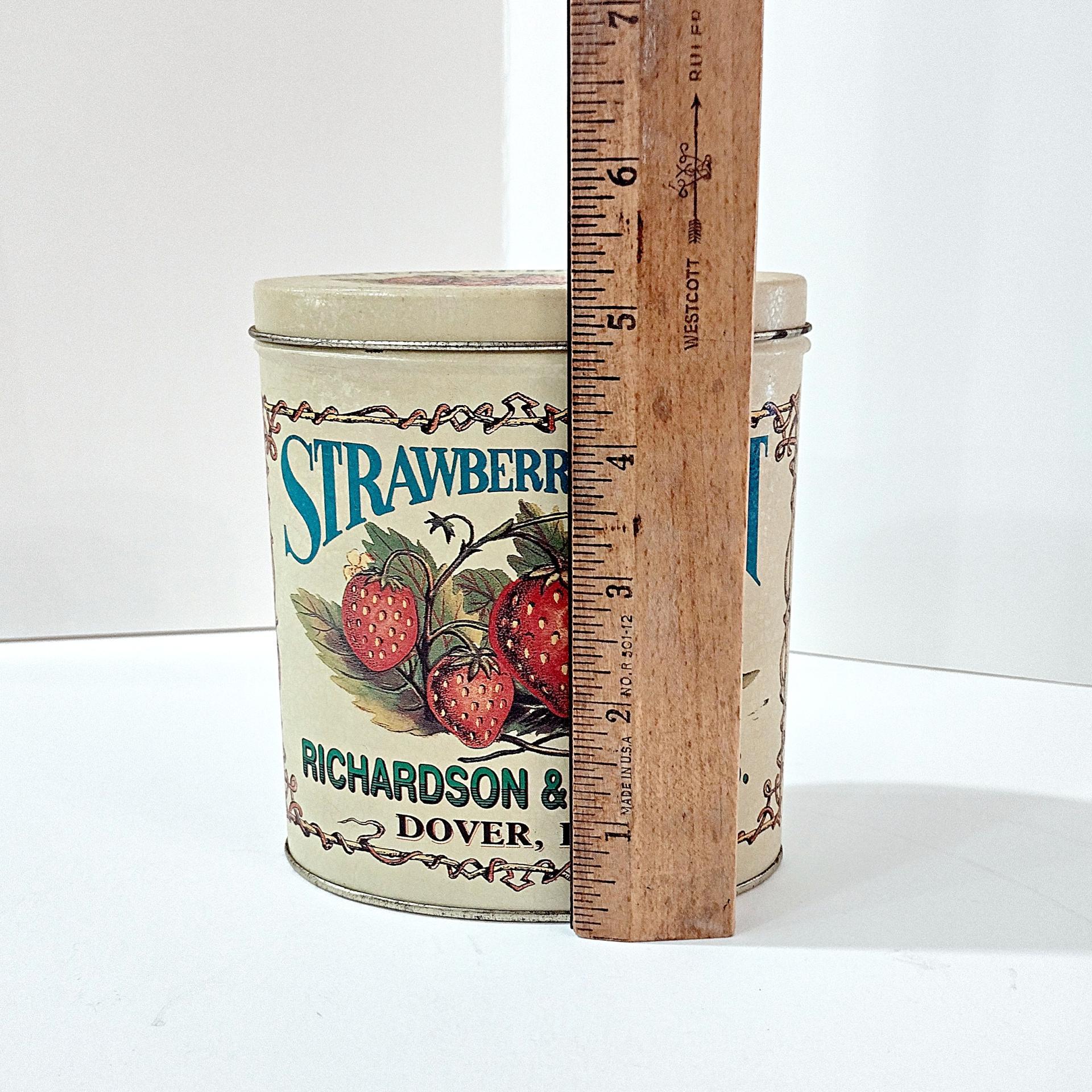 Vintage Strawberry Treats Richardson and Robbins Oval Storage Tin, Bristol Ware Retro Collectible Tin Container