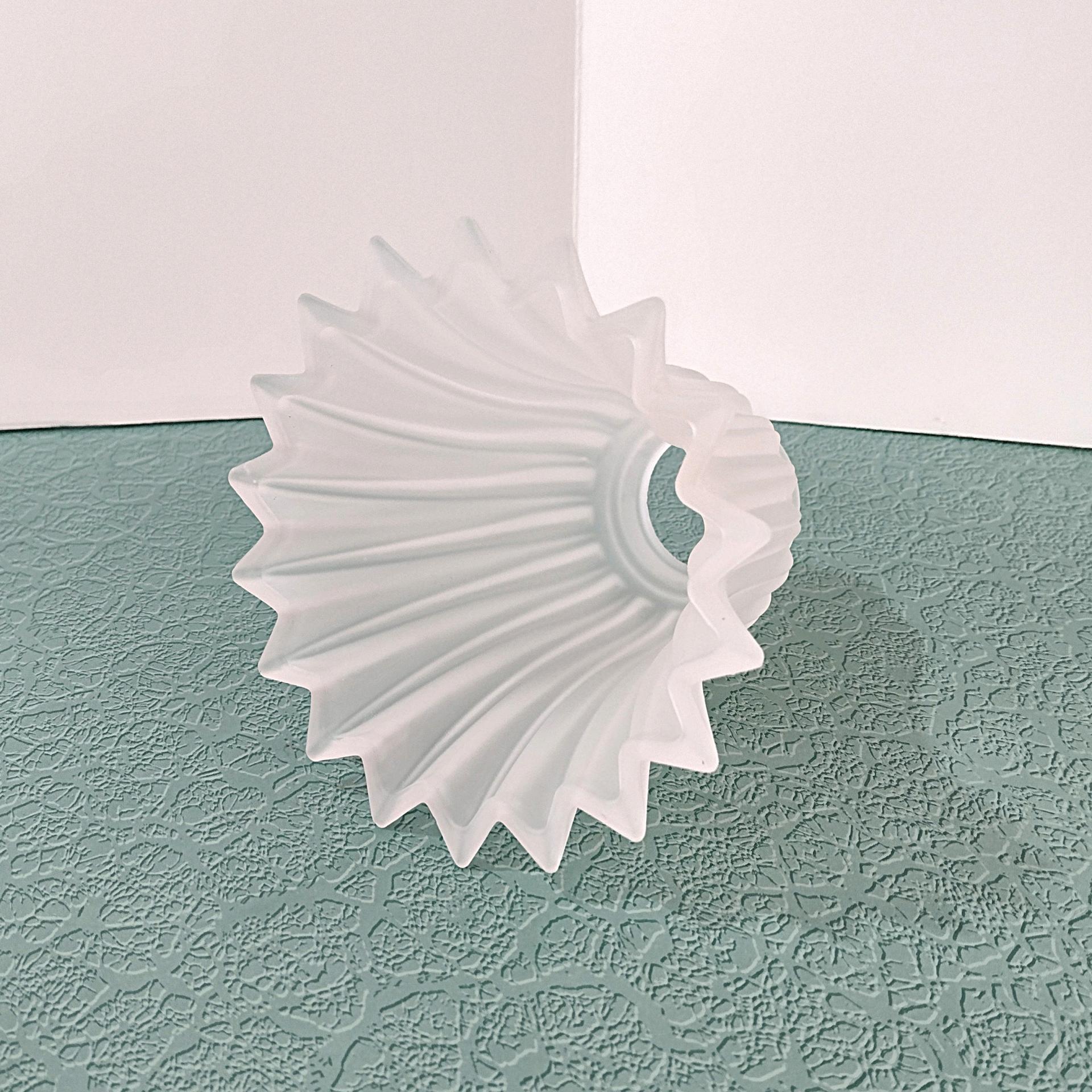 Vintage Star Pleated Bell Shaped Frosted Glass Lamp Light Shade, Quoizel Replacement Shade