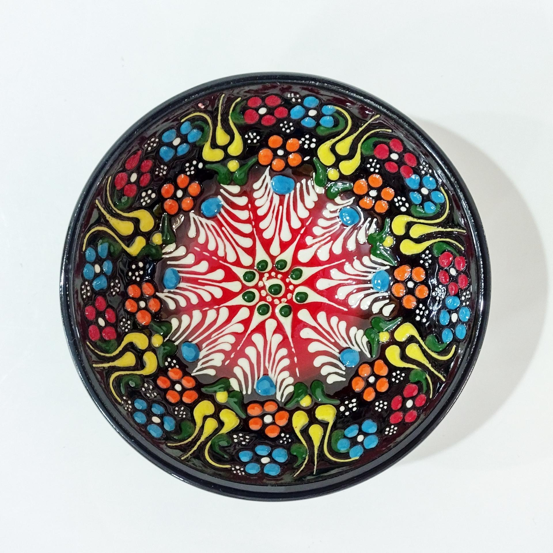 Vintage Turkish Ceramic Hand Painted Bowl, Floral Candy Nut Bowl, Small Serving Dish