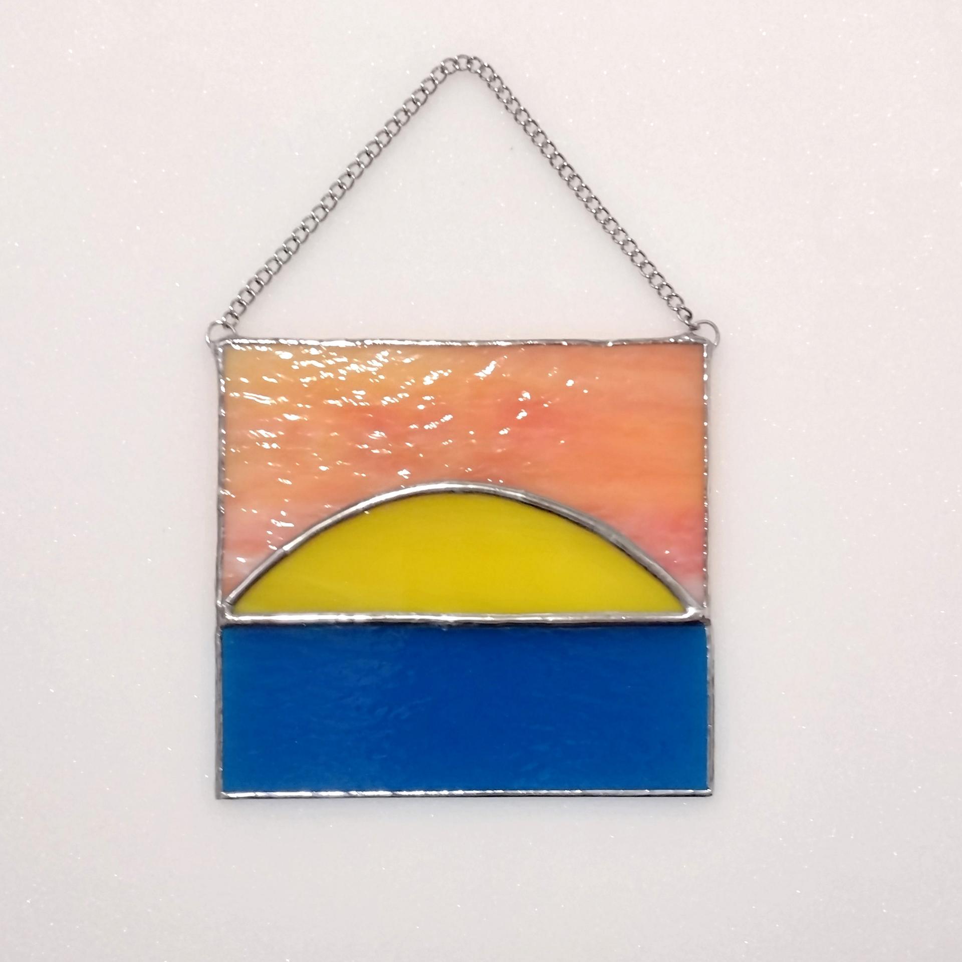 Sunset Stained Glass Suncatcher, Beach Sunset Glass Art
