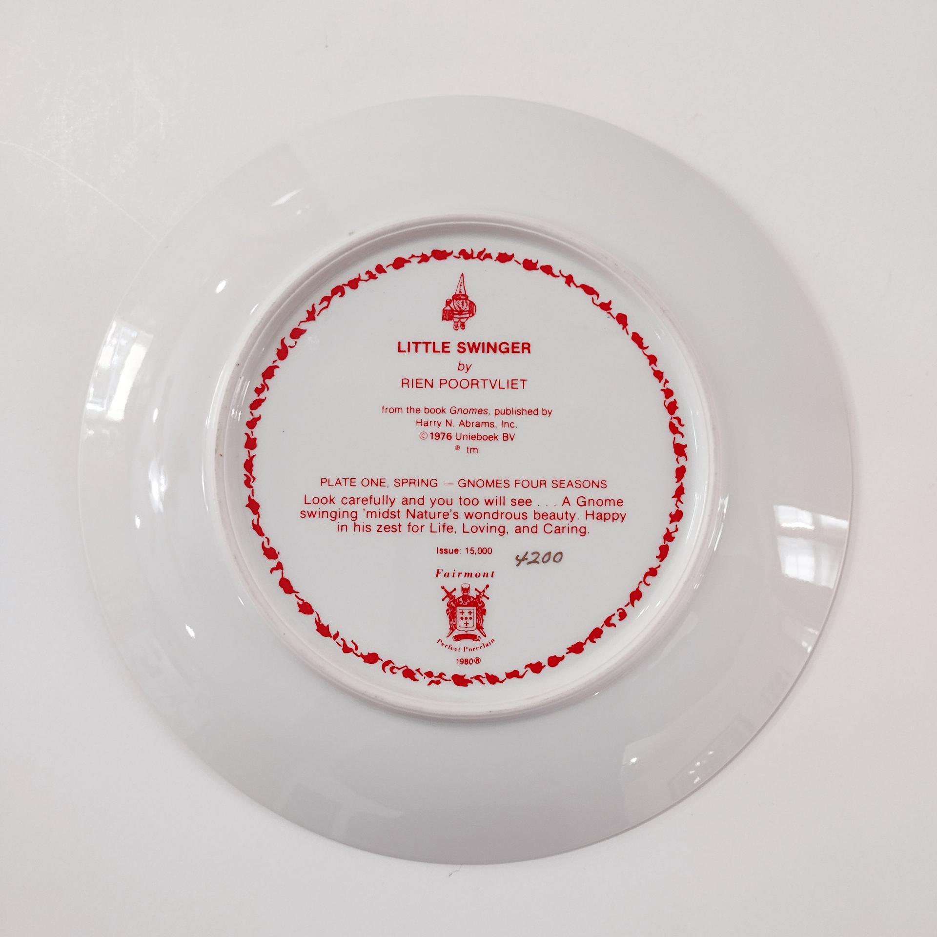 Vintage Little Swinger, Fairmount Perfect Porcelain Gnomes Four Seasons Plate 1, Collectible Decorative Plate