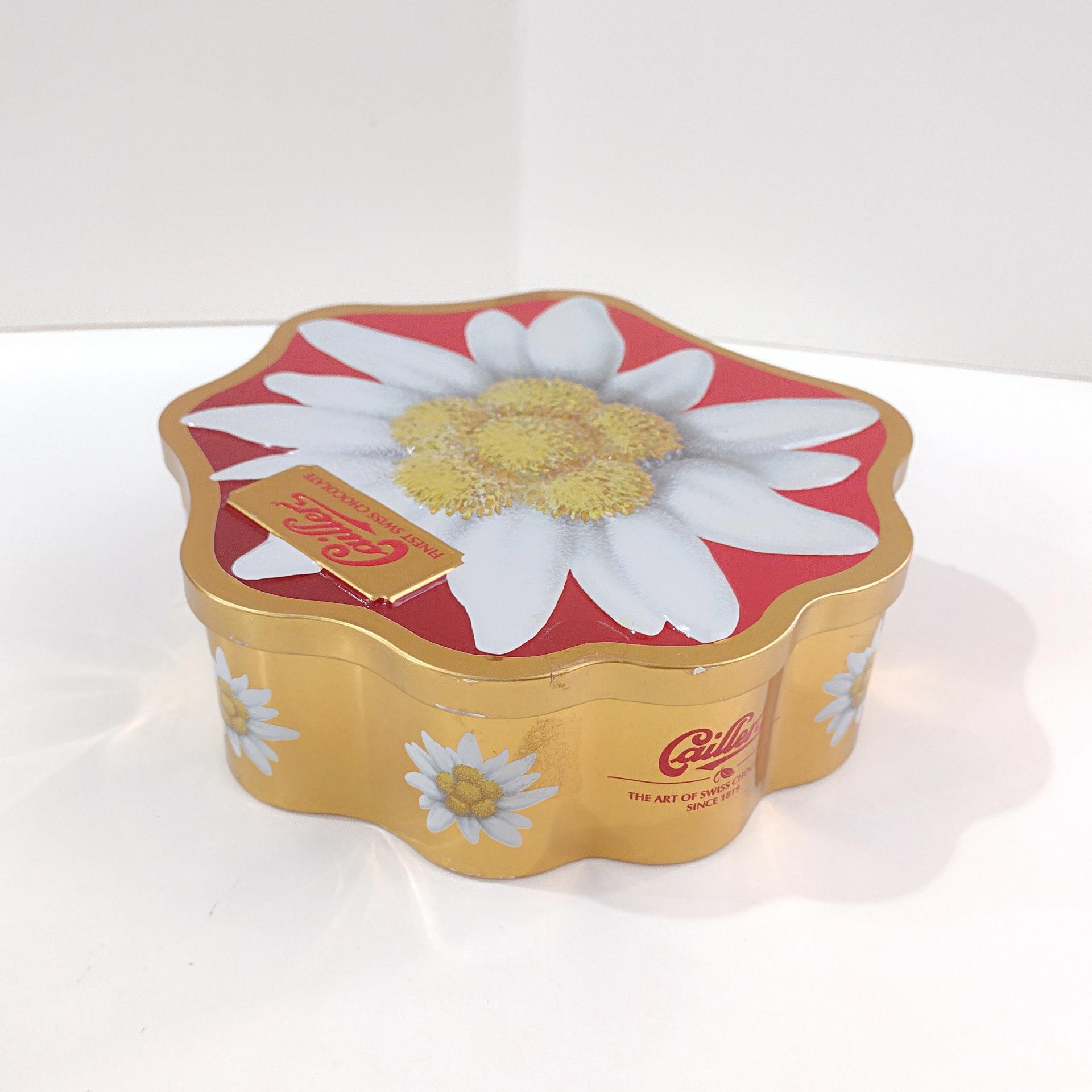 Vintage Daisy Flower Shaped Metal Tin Storage Container, Floral Gift Tin