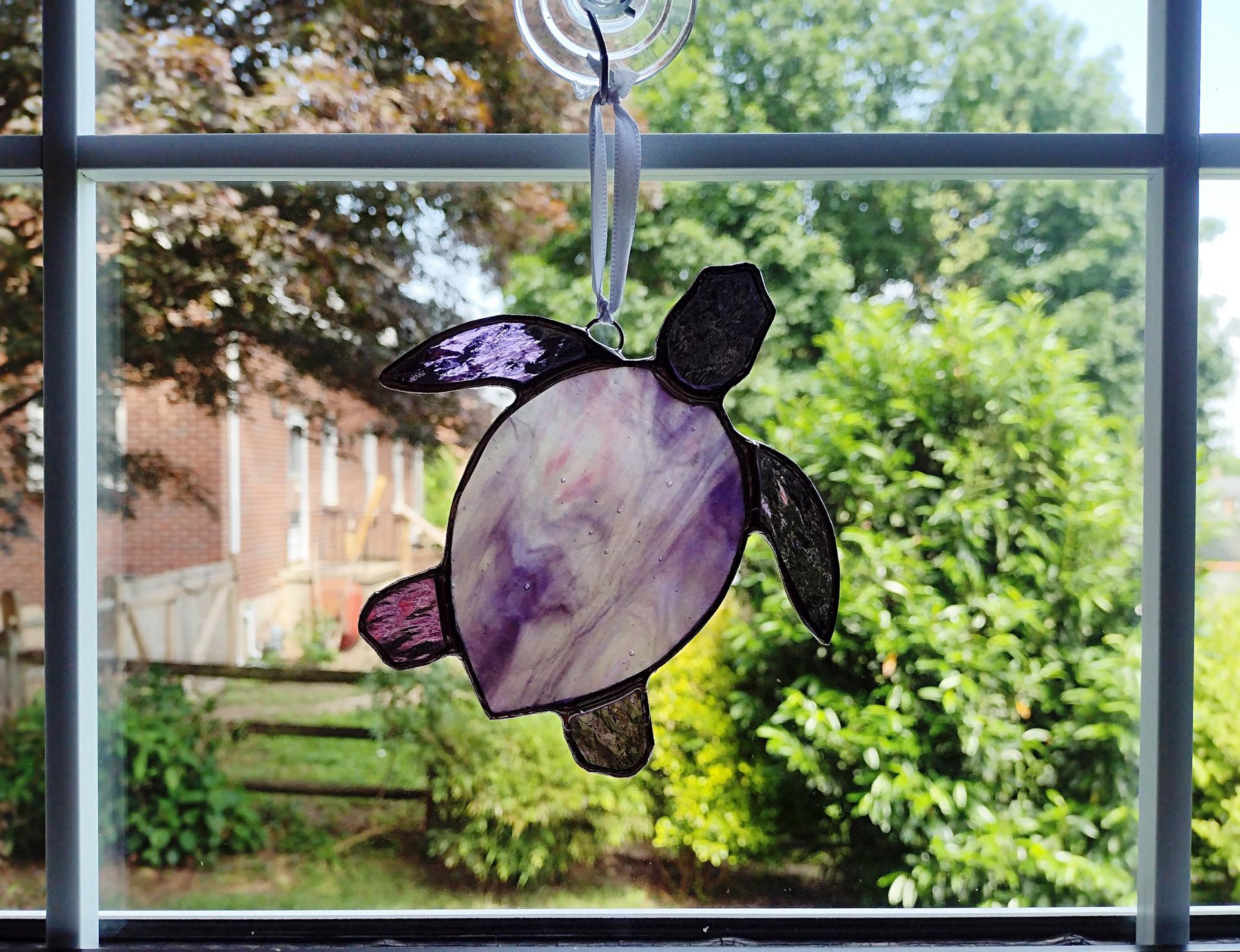 Stained Glass Sea Turtle Suncatcher, Purple Youghiogheny