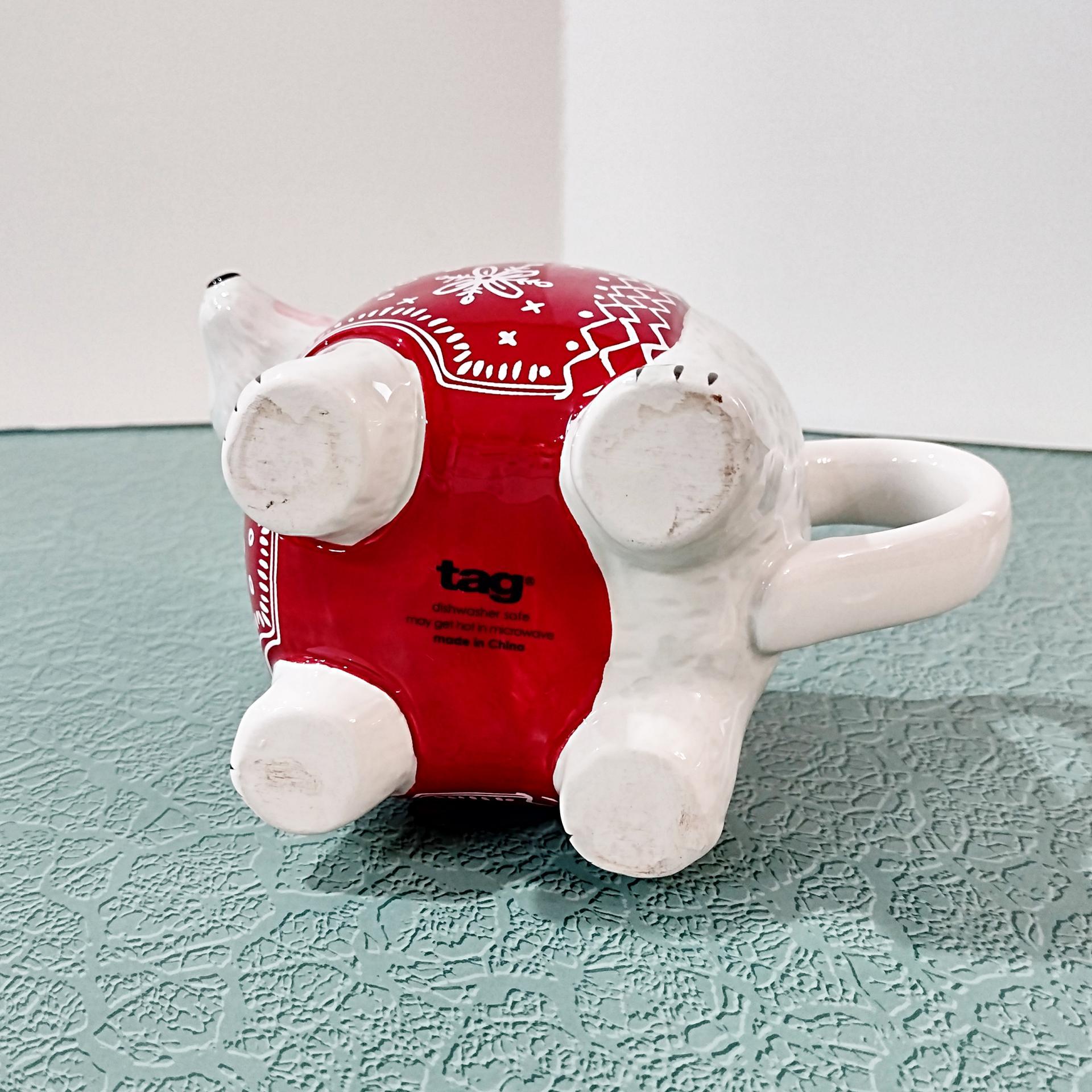 Tag Polar Bear Red Sweater Ceramic Mug, Oversized 16 Ounce Holiday Christmas Coffee Tea Hot Chocolate Mug