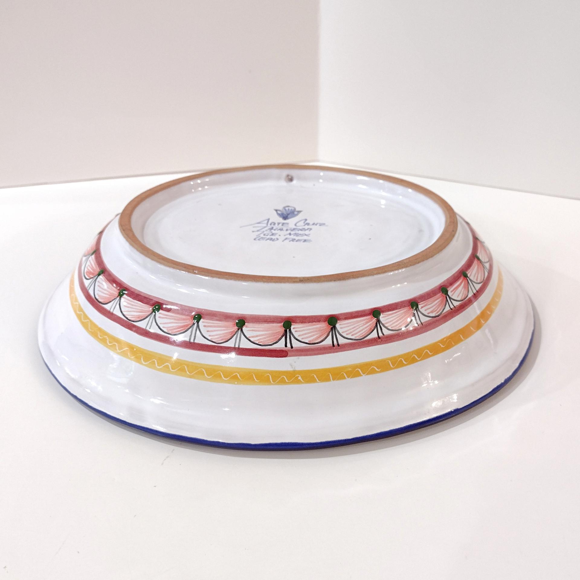 Vintage Authentic Talavera Mexican Oval Ceramic Serving Bowl, Hand Painted Floral Talavera Pottery