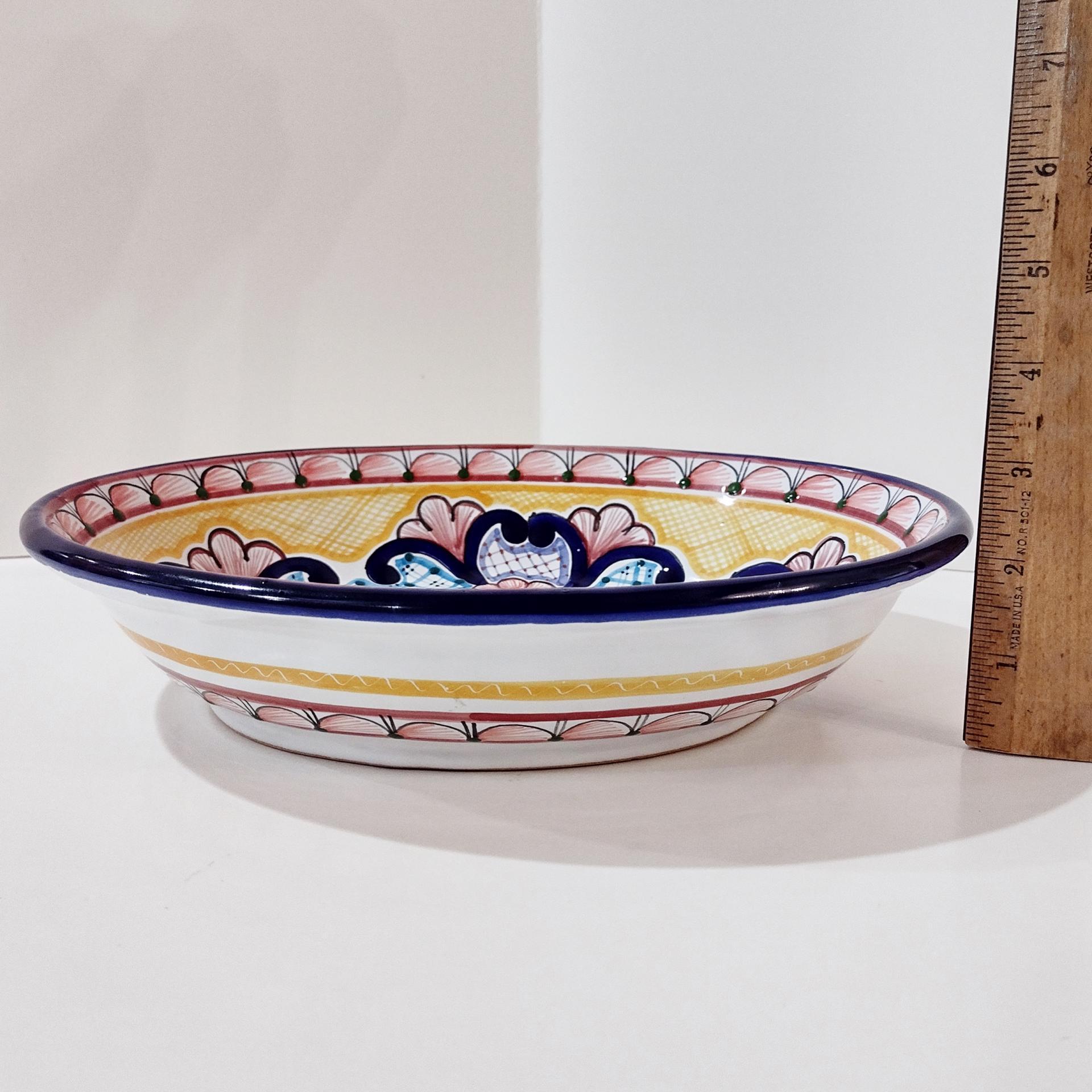 Vintage Authentic Talavera Mexican Oval Ceramic Serving Bowl, Hand Painted Floral Talavera Pottery