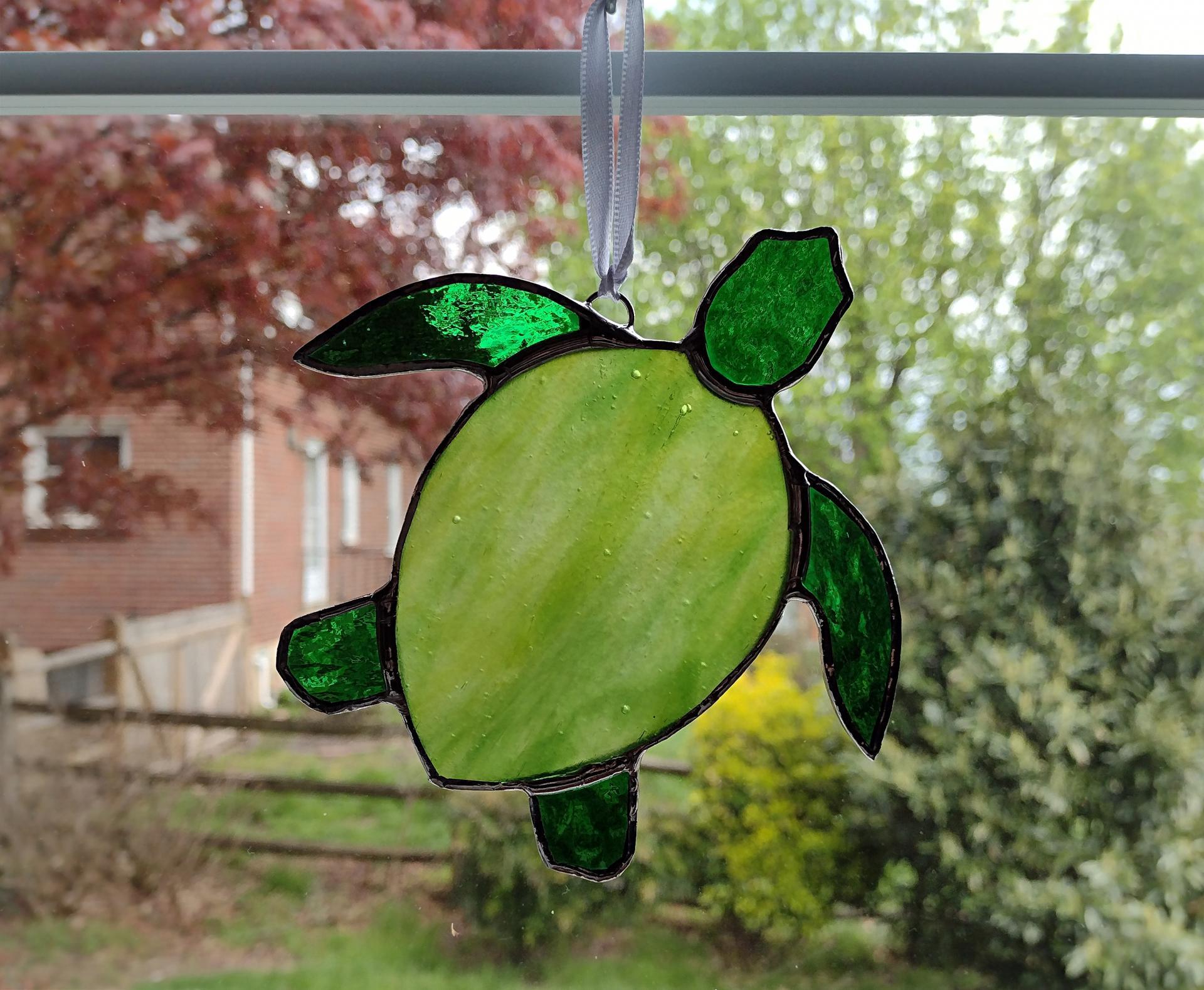 Stained Glass Sea Turtle, Green