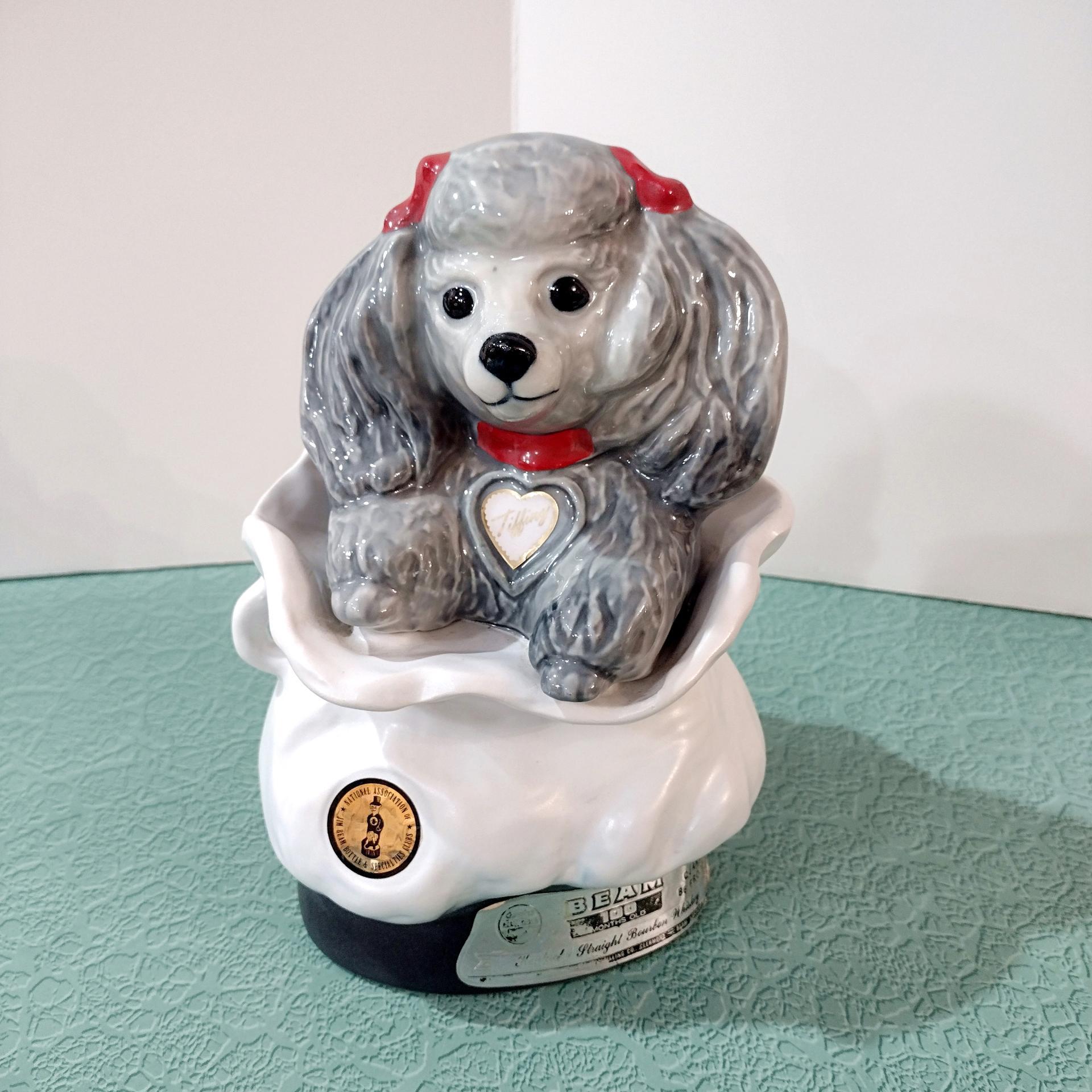 Vintage 1973 Jim Beam Tiffiny Poodle Collector Ceramic Bottle, National Association of Jim Beam Bottle & Specialties Clubs