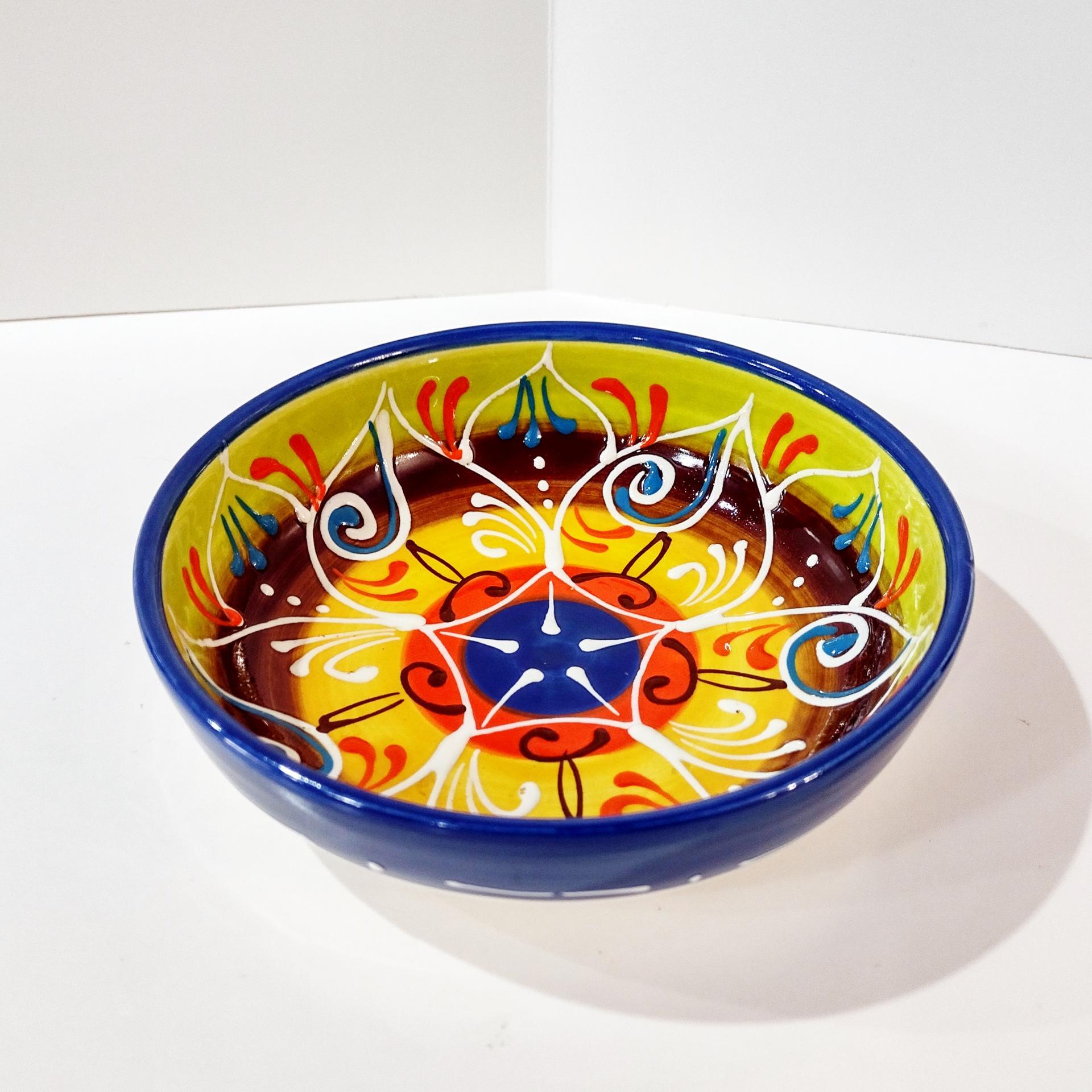 Vintage Spanish Ceramic Hand Painted Bowl, Floral Candy Nut Bowl, Small Serving Dish