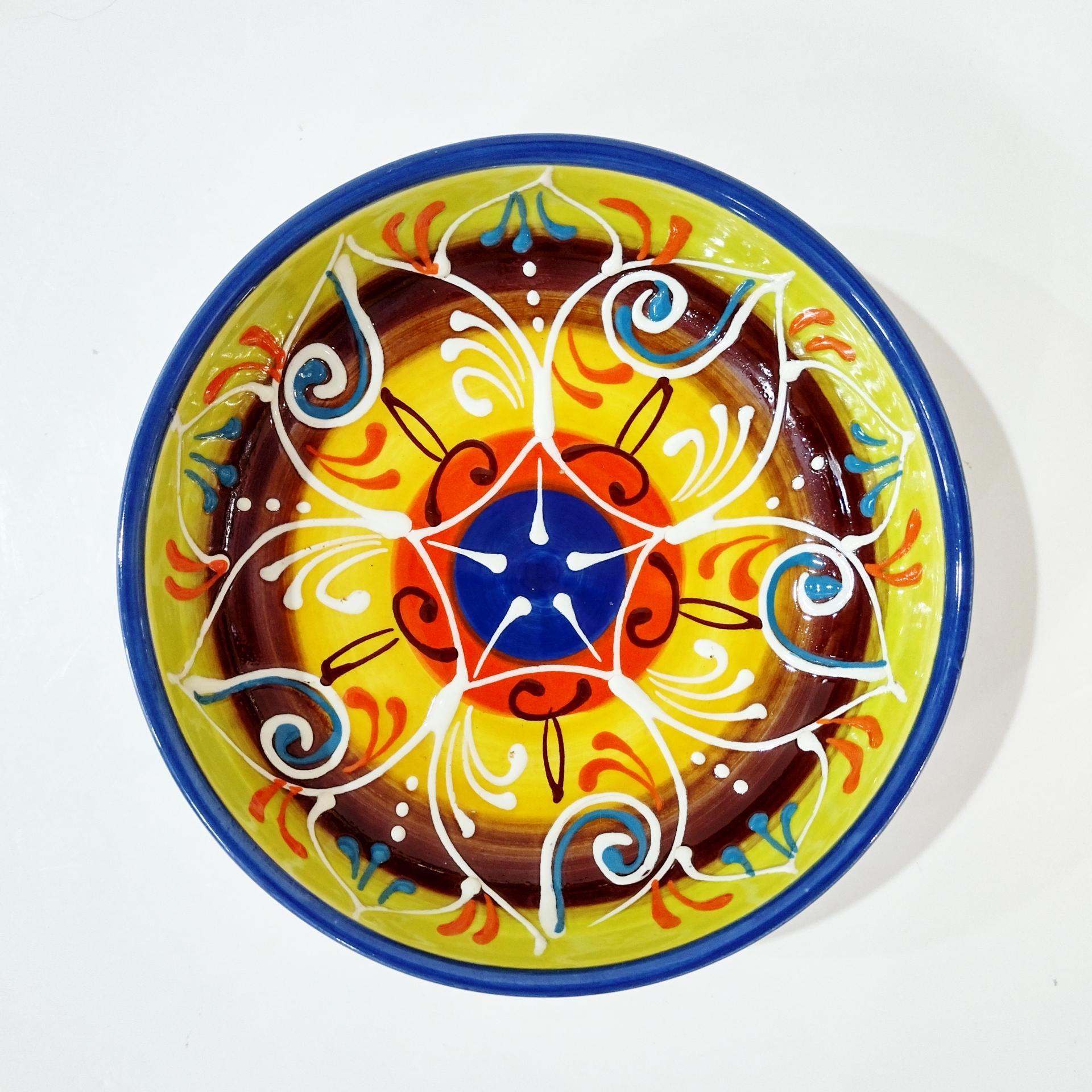 Vintage Spanish Ceramic Hand Painted Bowl, Floral Candy Nut Bowl, Small Serving Dish