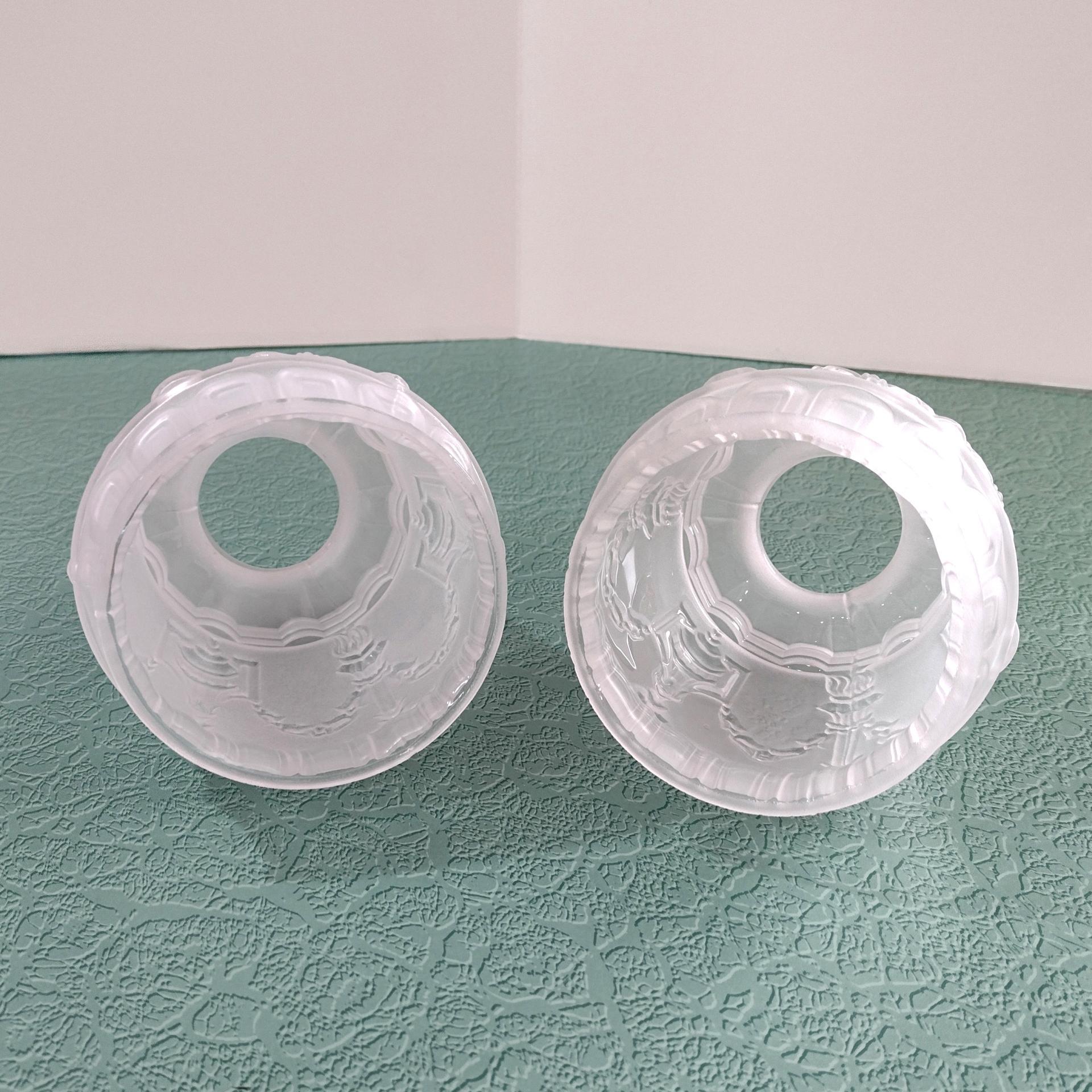 Vintage Classical Urn Torch and Drape Frosted Shades, Set of Two