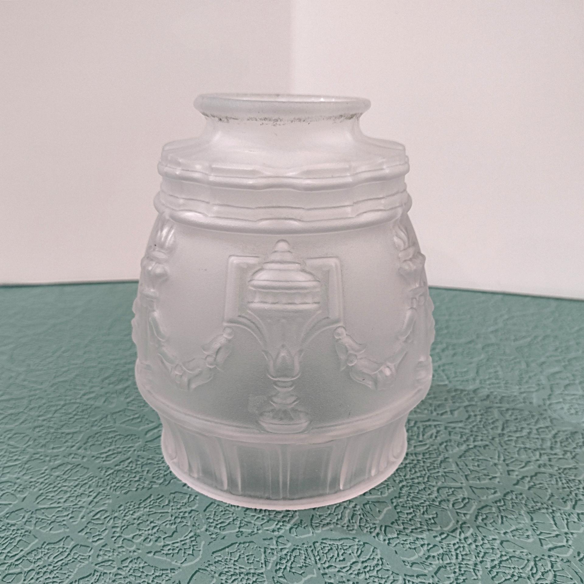 Vintage Classical Urn Torch and Drape Frosted Shades, Set of Two