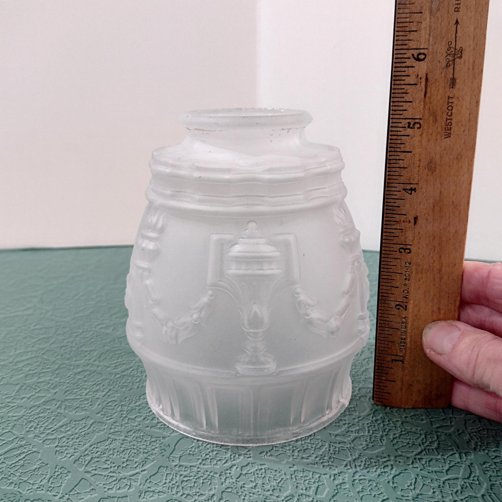 Vintage Classical Urn Torch and Drape Frosted Shades, Set of Two