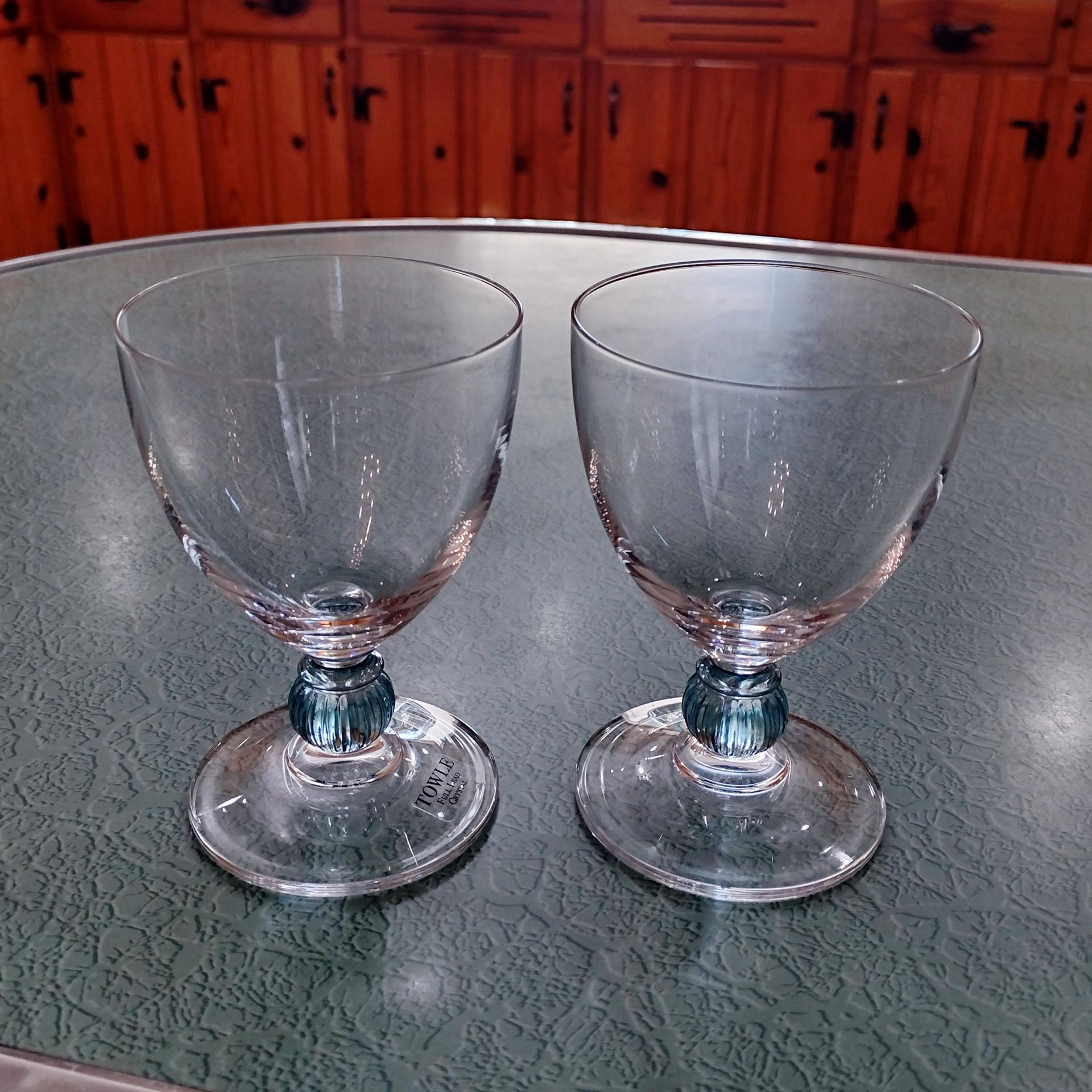 Vintage NEW Towle Crystal Wine Glasses, Set of Two, Towle TOC15 Pattern