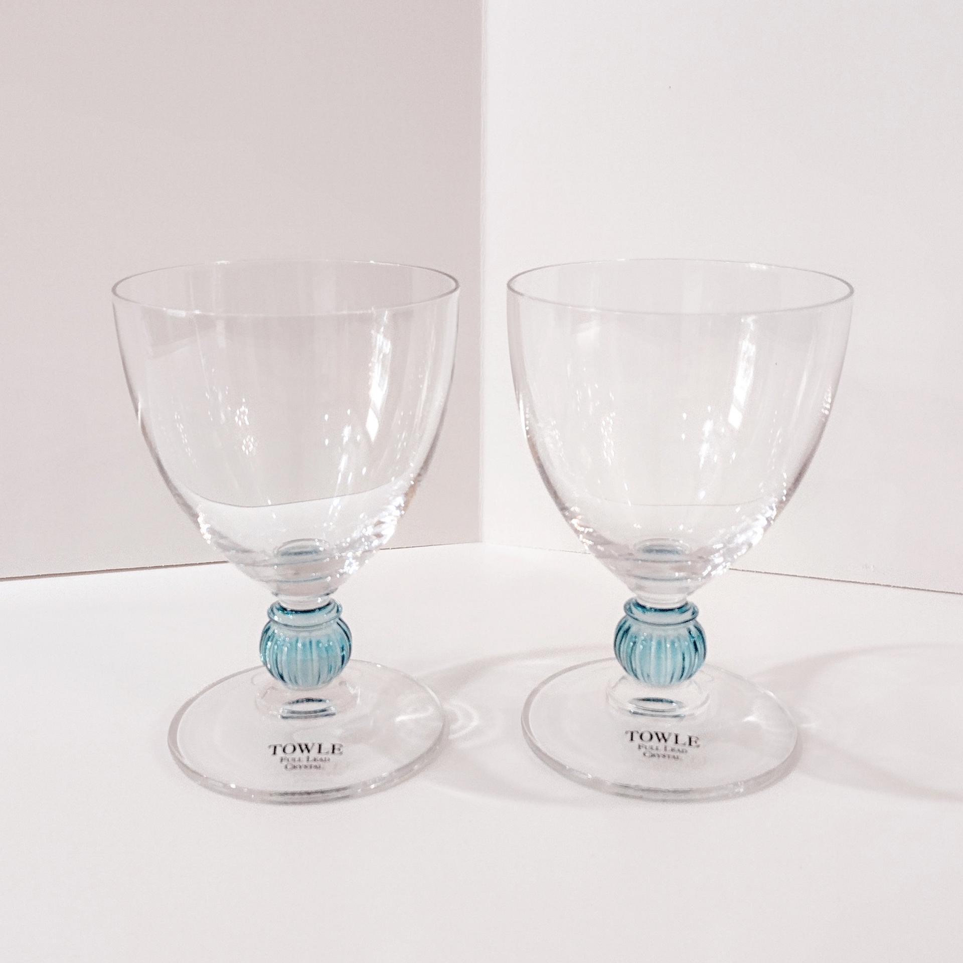 Vintage NEW Towle Crystal Wine Glasses, Set of Two, Towle TOC15 Pattern