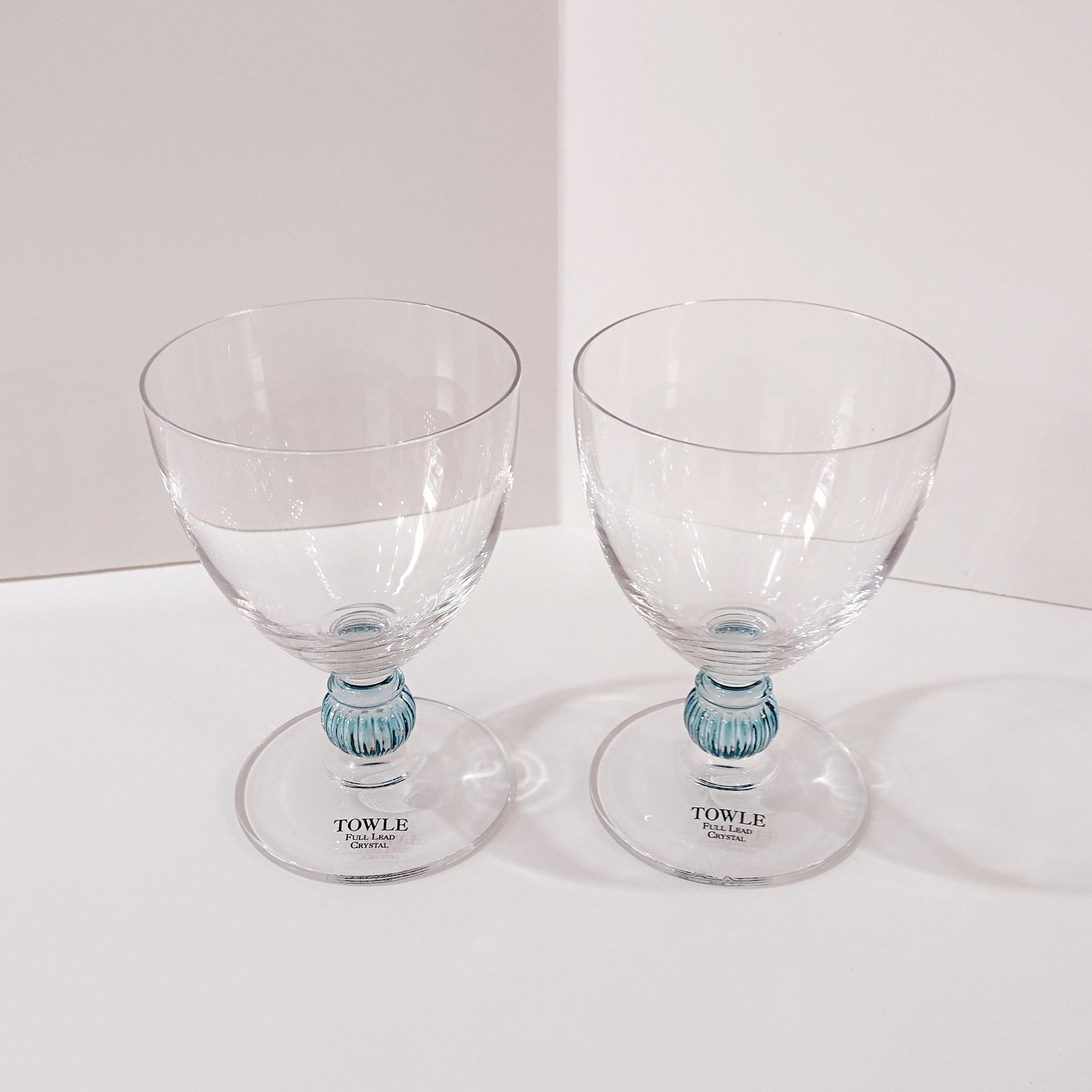 Vintage NEW Towle Crystal Wine Glasses, Set of Two, Towle TOC15 Pattern