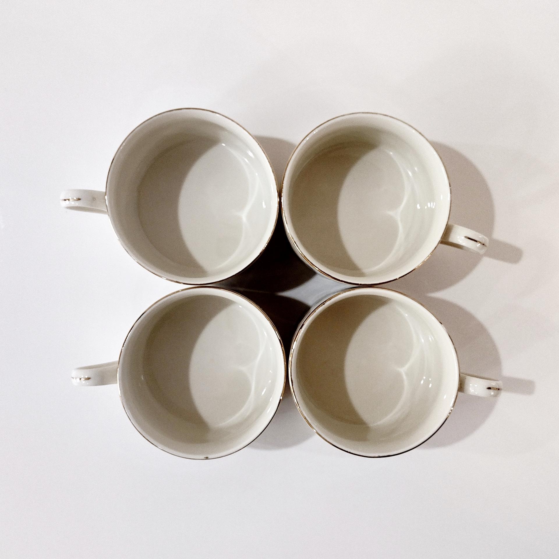 Vintage Marine Foundation Toys for Tots Flat Tea Cups and Saucers, Set of Four, Toy Shop Christmas Tea Set