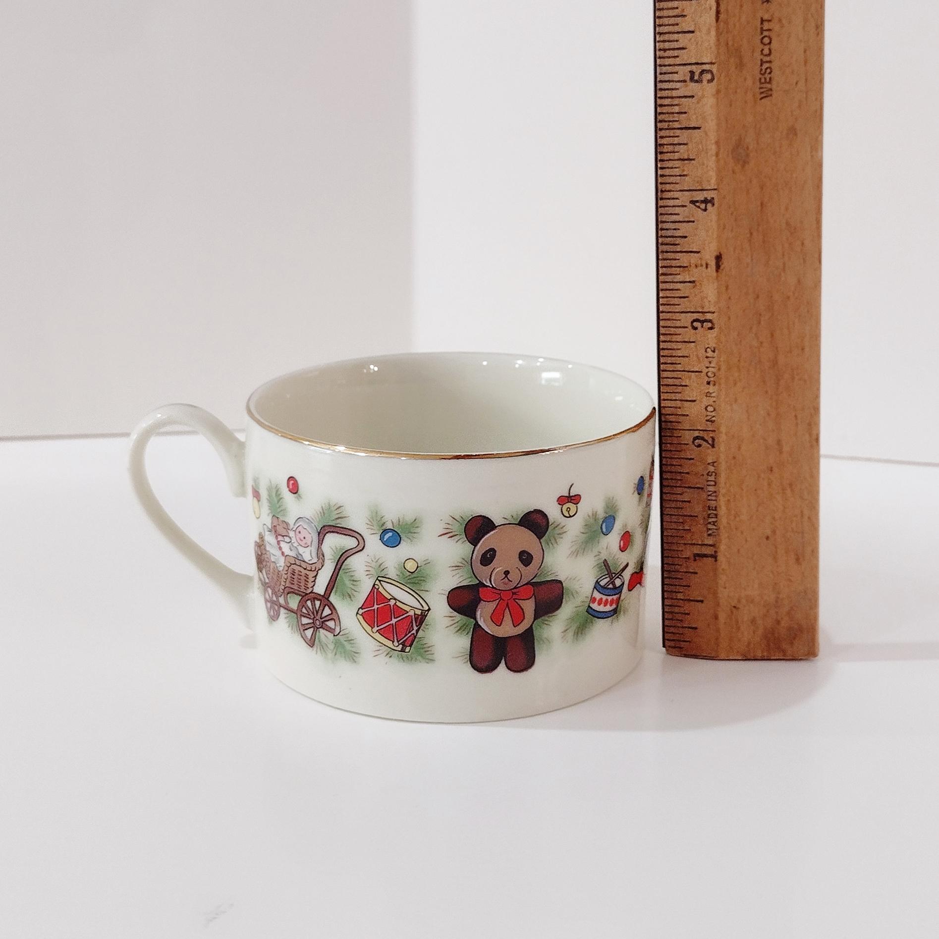 Vintage Marine Foundation Toys for Tots Flat Tea Cups and Saucers, Set of Four, Toy Shop Christmas Tea Set