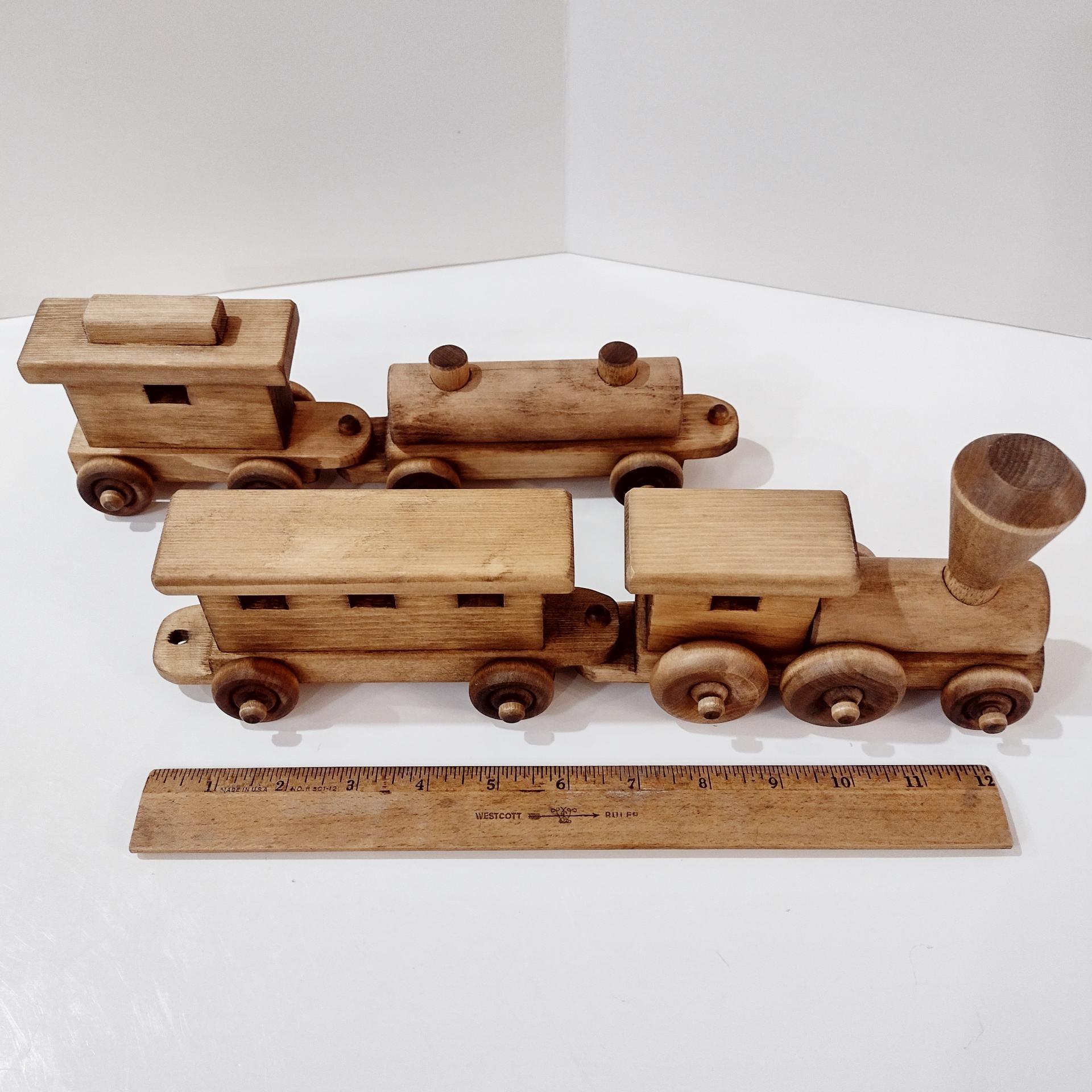 Vintage Wooden Train Rolling Child's Push Toy, Clip Clop Lapps Toys Handcrafted Amish Toy