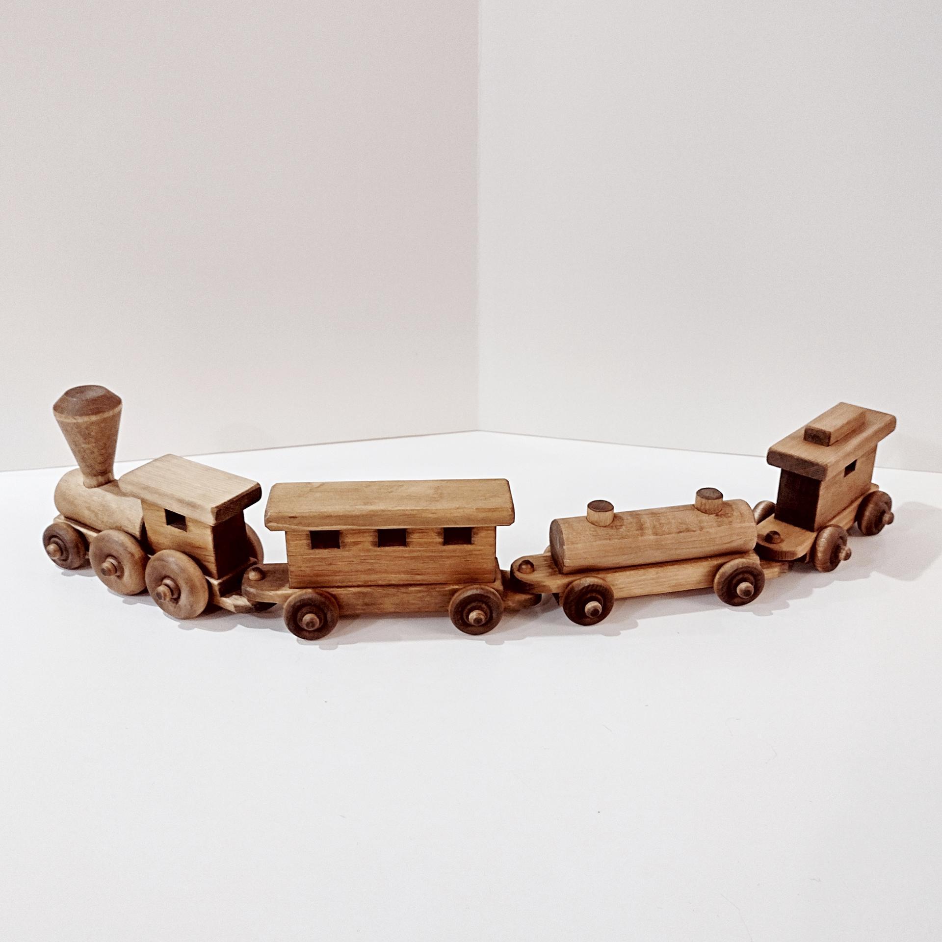 Vintage Wooden Train Rolling Child's Push Toy, Clip Clop Lapps Toys Handcrafted Amish Toy
