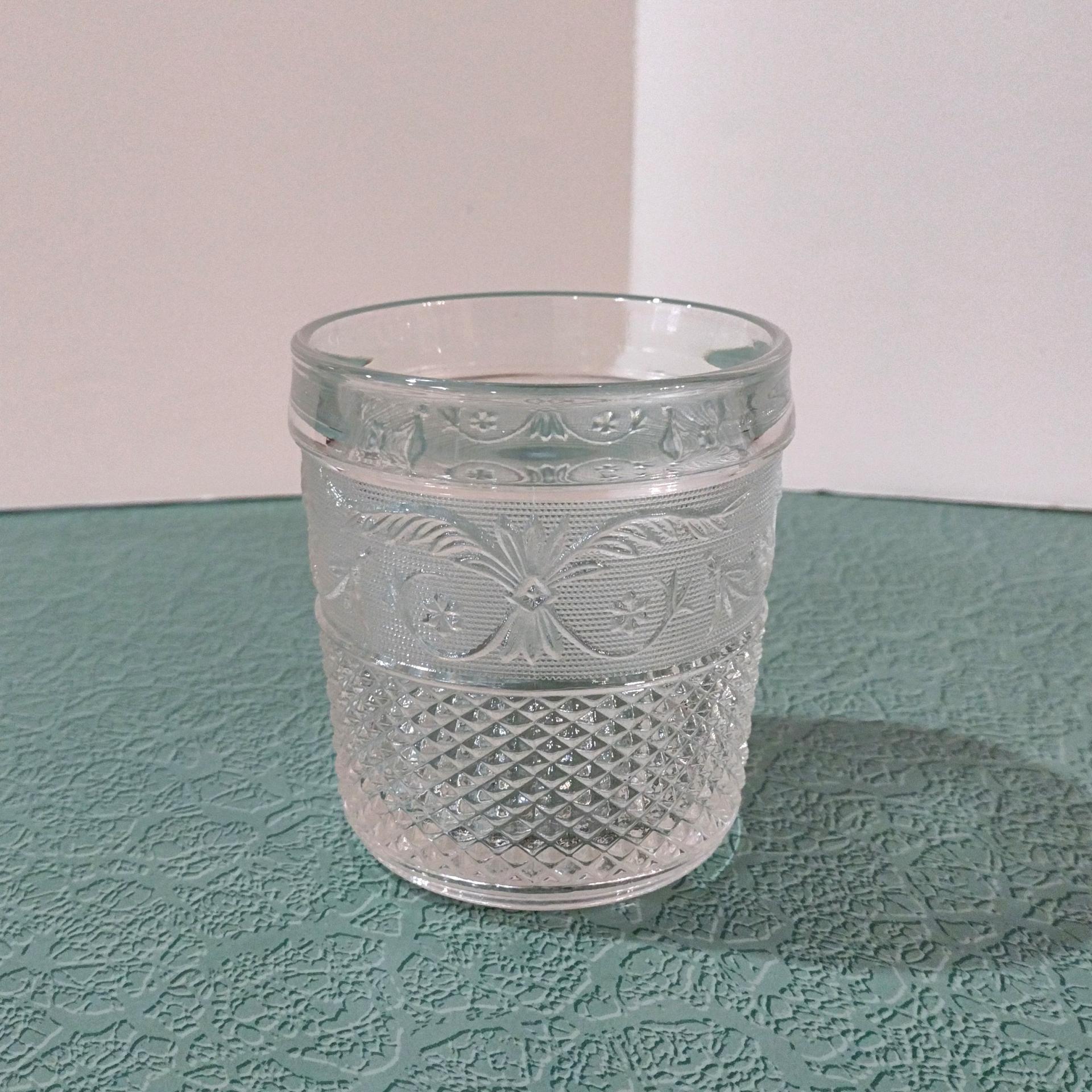 Vintage Crystal Clear Industries Trellis Low Ball Glass