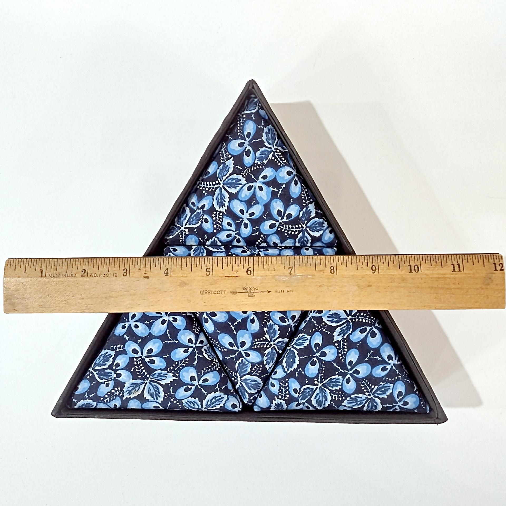 Vintage Triangle Nesting Jewelry Trinket Storage Boxes, Set of 5, Boston Museum of Fine Arts Floral Cotton Padded Fabric Boxes