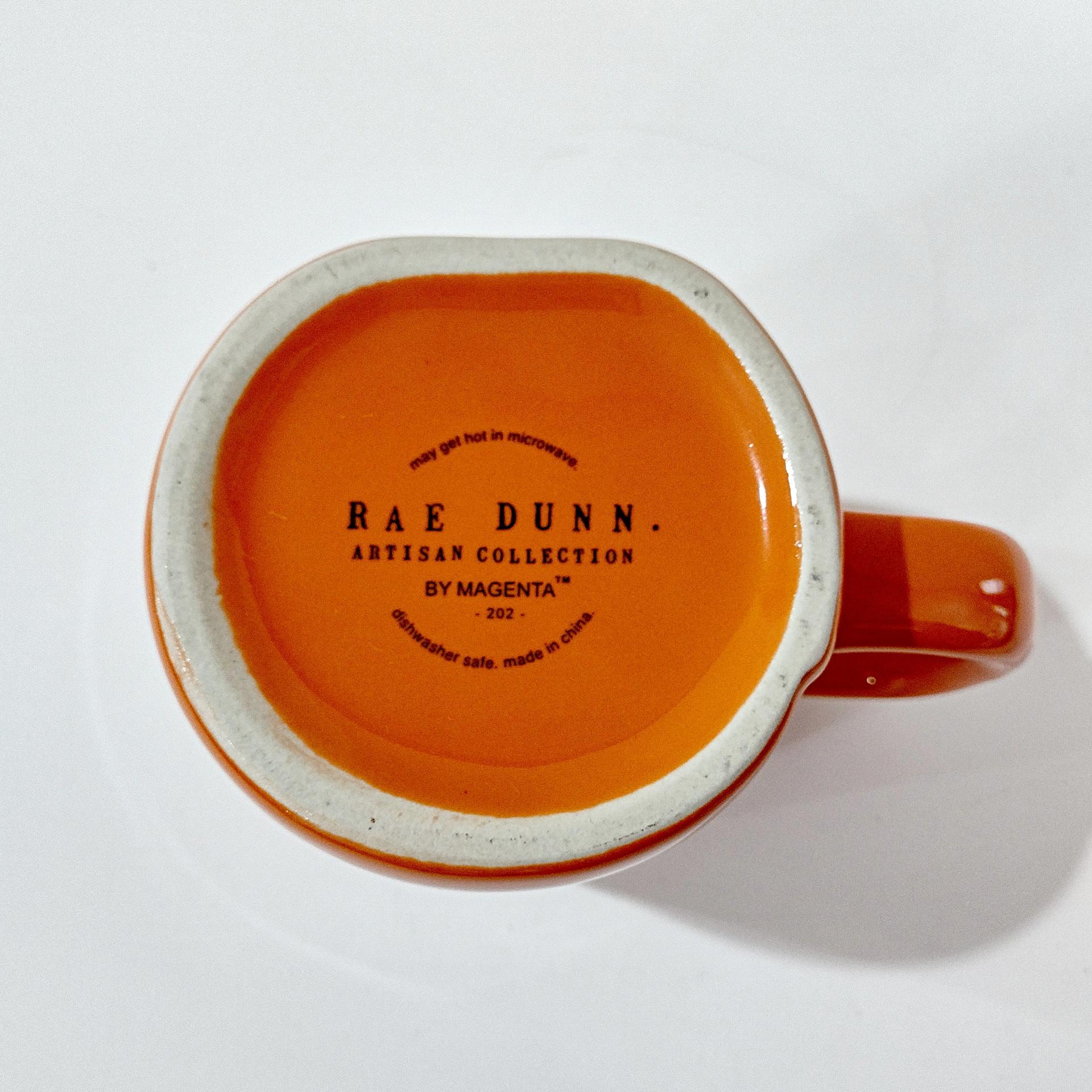 Vintage Rae Dunn Trick or Treat Halloween Oversized Ceramic Coffee Tea Mug, Orange Pumpkin Face Mug