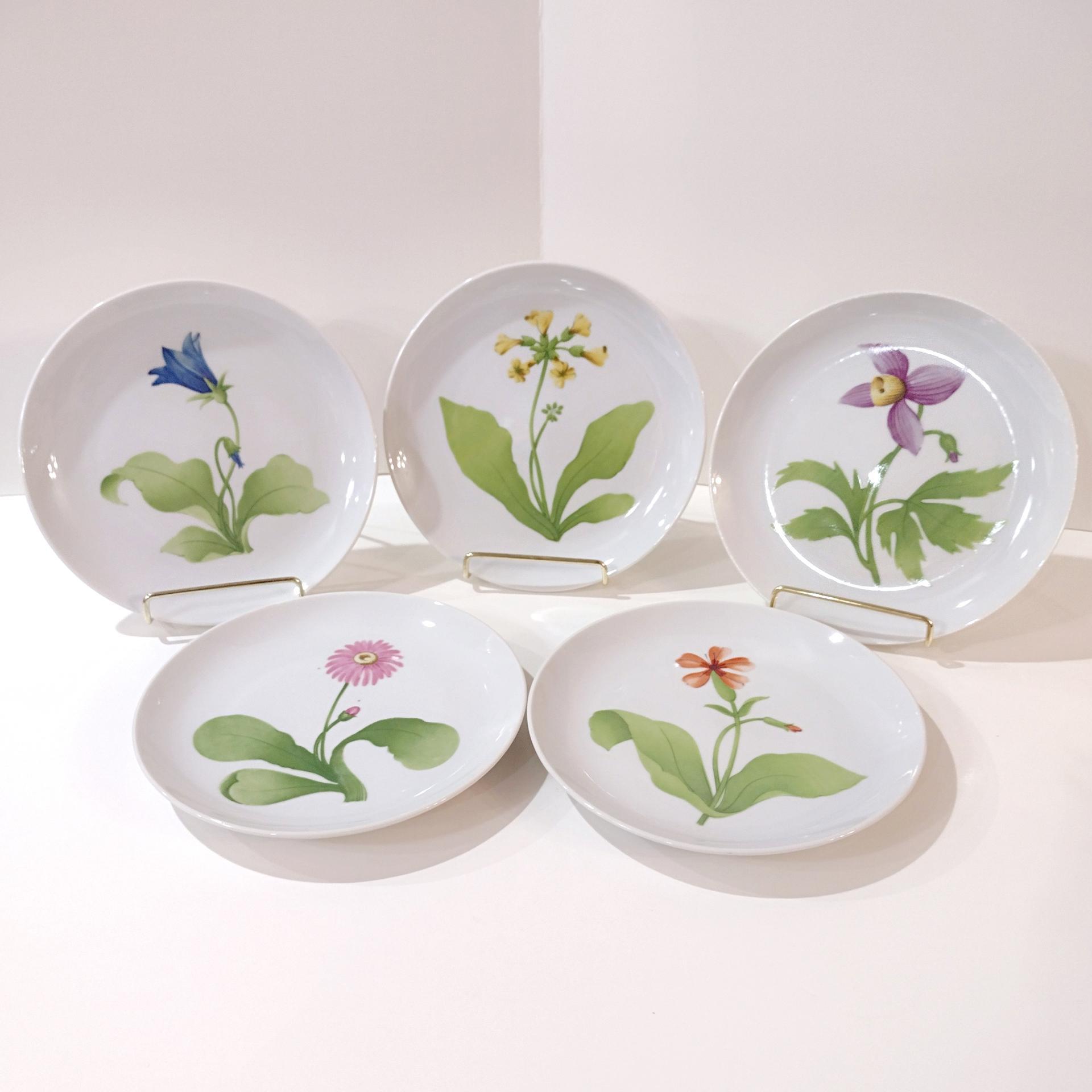 Vintage Toscany Tuileries Salad Luncheon Plates, Set of Five, Floral Decorative Plates