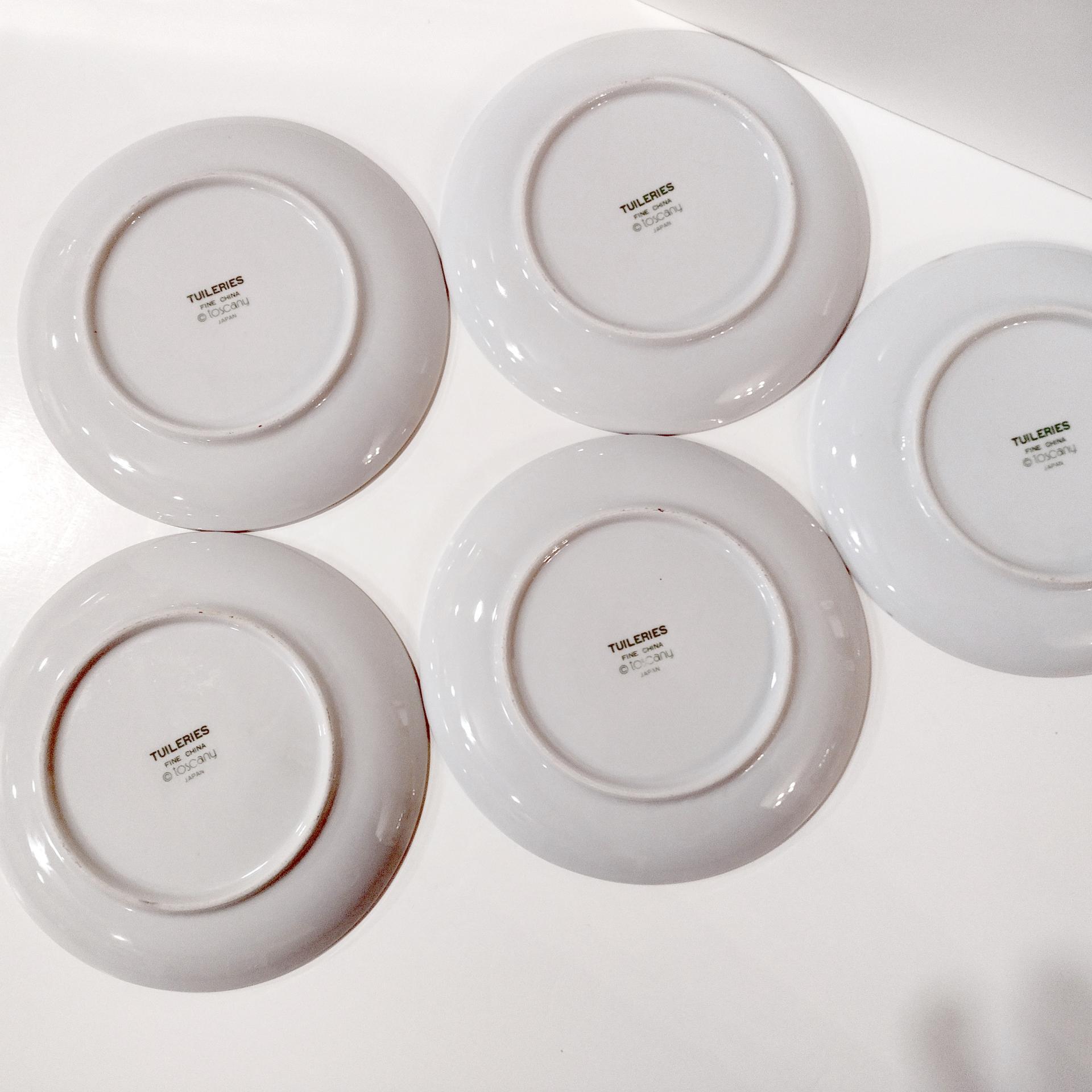 Vintage Toscany Tuileries Salad Luncheon Plates, Set of Five, Floral Decorative Plates