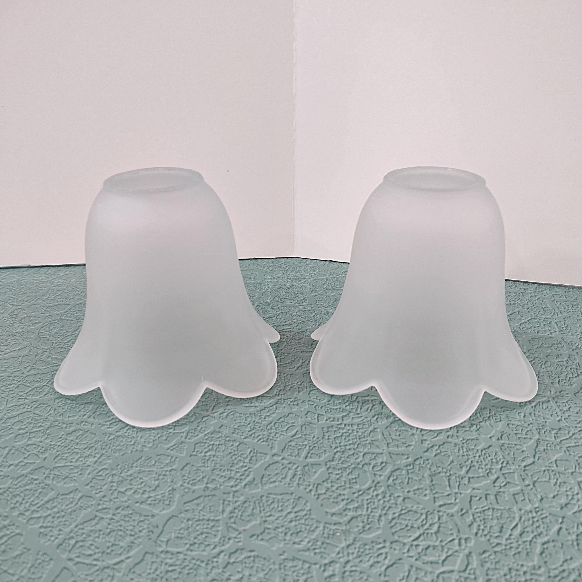 Vintage Frosted Glass Tulip Shaped Lamp Light Shade, Bell Flower Shaped Replacement Shade