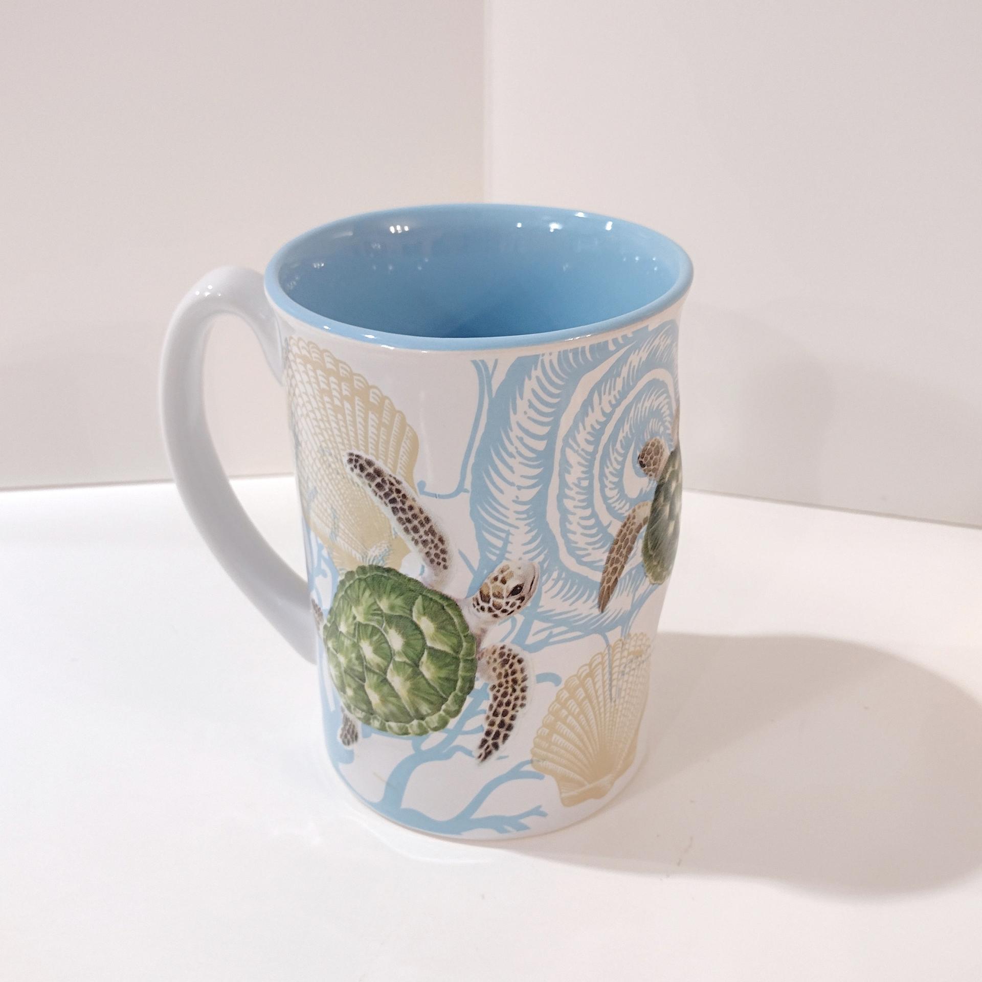 Sea Turtle Ceramic Coffee Tea Mug, Hawaiian Island Heritage Turtle Mug