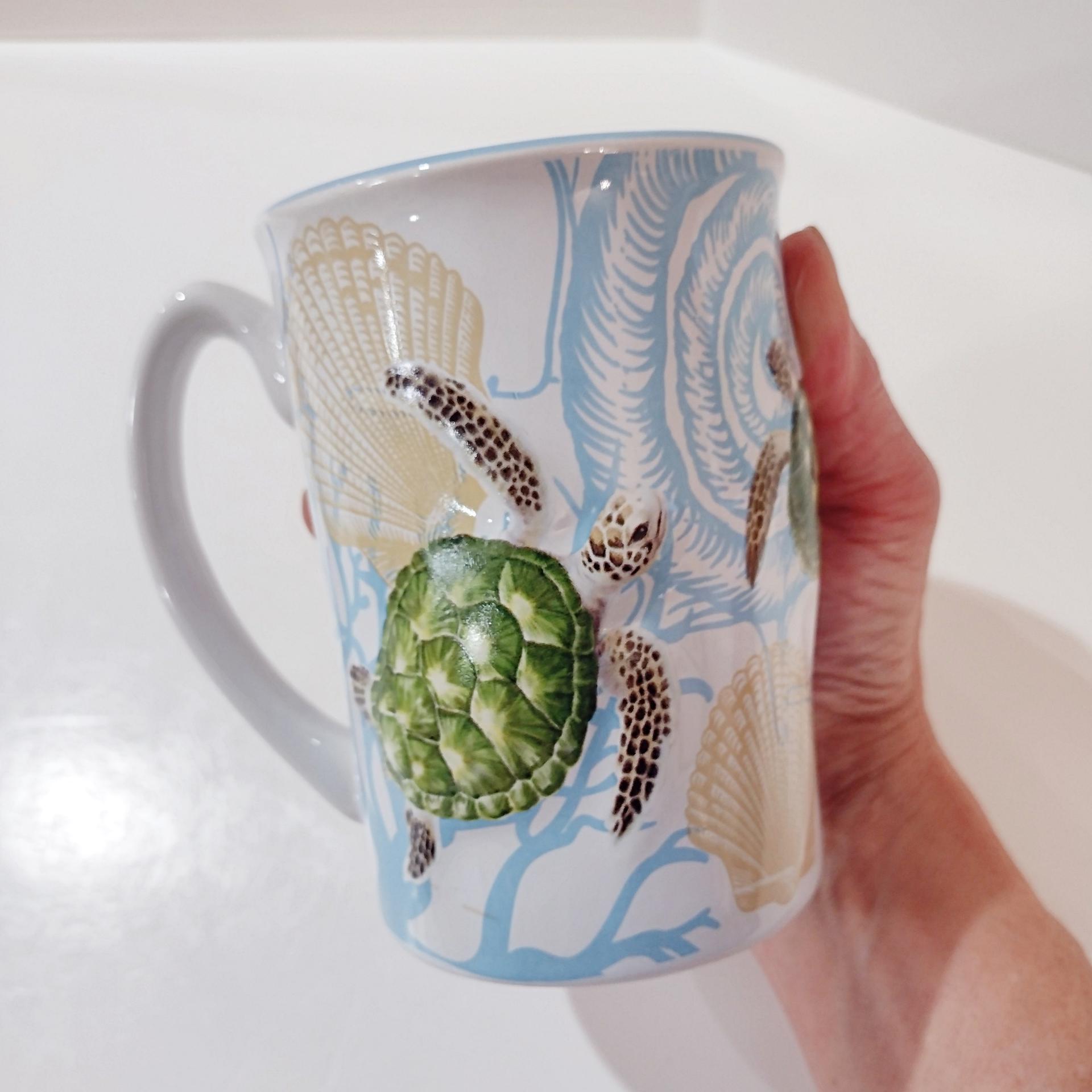 Sea Turtle Ceramic Coffee Tea Mug, Hawaiian Island Heritage Turtle Mug