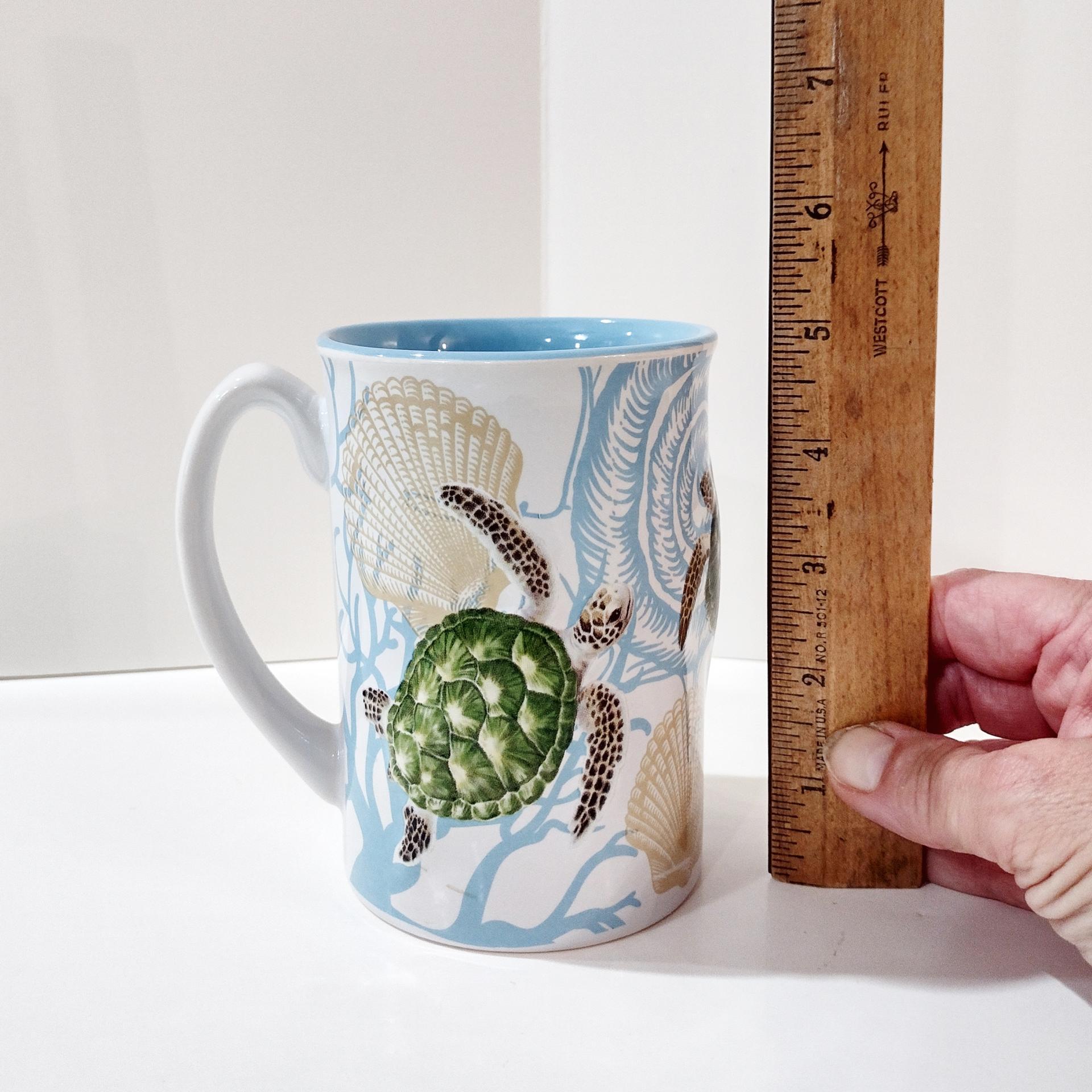Sea Turtle Ceramic Coffee Tea Mug, Hawaiian Island Heritage Turtle Mug