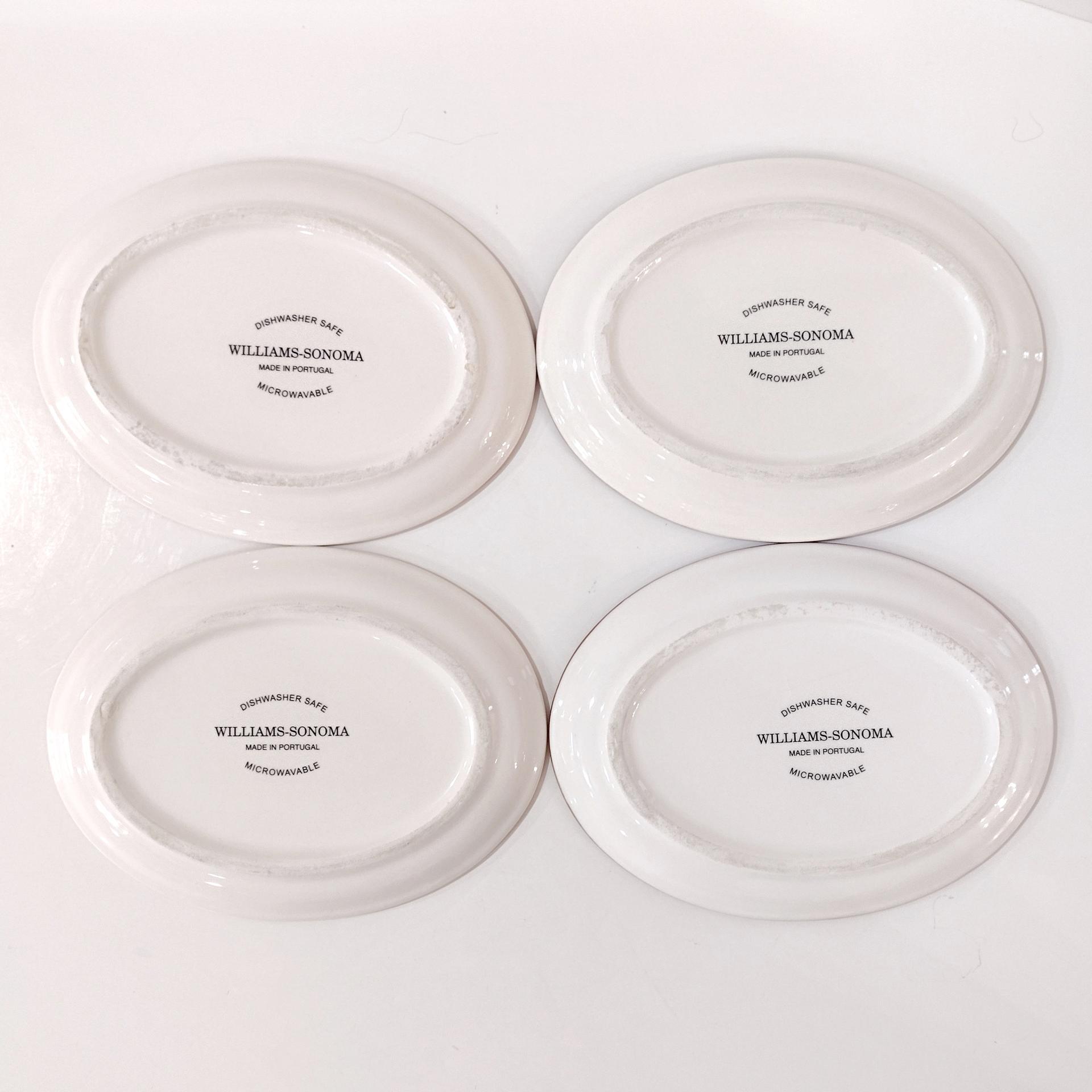 Vintage Williams Sonoma Tuscan Villa Oval Appetizer Plates, Set of Four