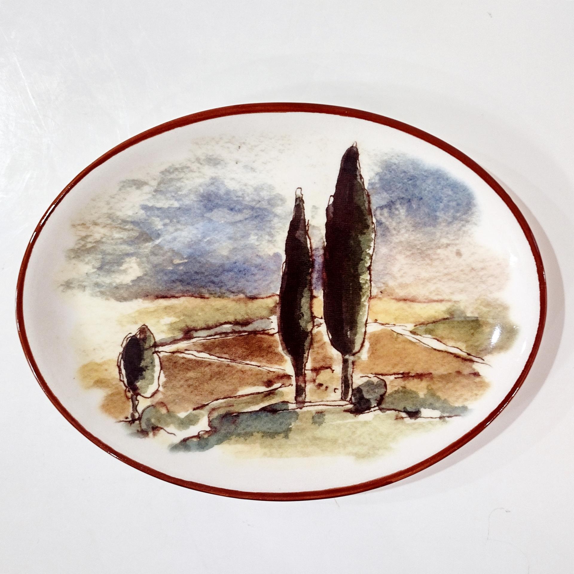 Vintage Williams Sonoma Tuscan Villa Oval Appetizer Plates, Set of Four
