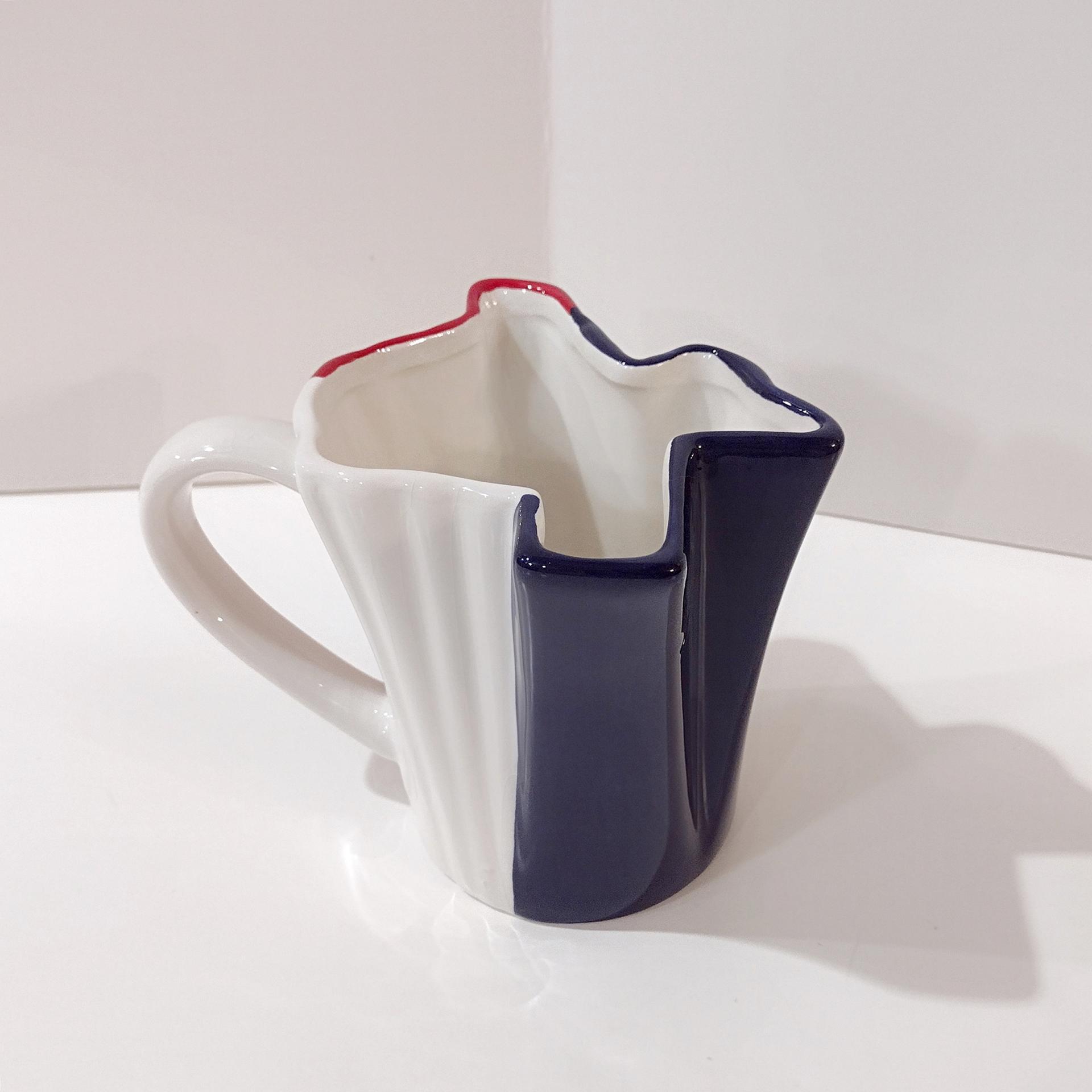 Vintage Texas Shaped Coffee Tea Mug, Red White and Blue Texas State Ceramic Mug, Small Patriotic Cactus Planter Pot