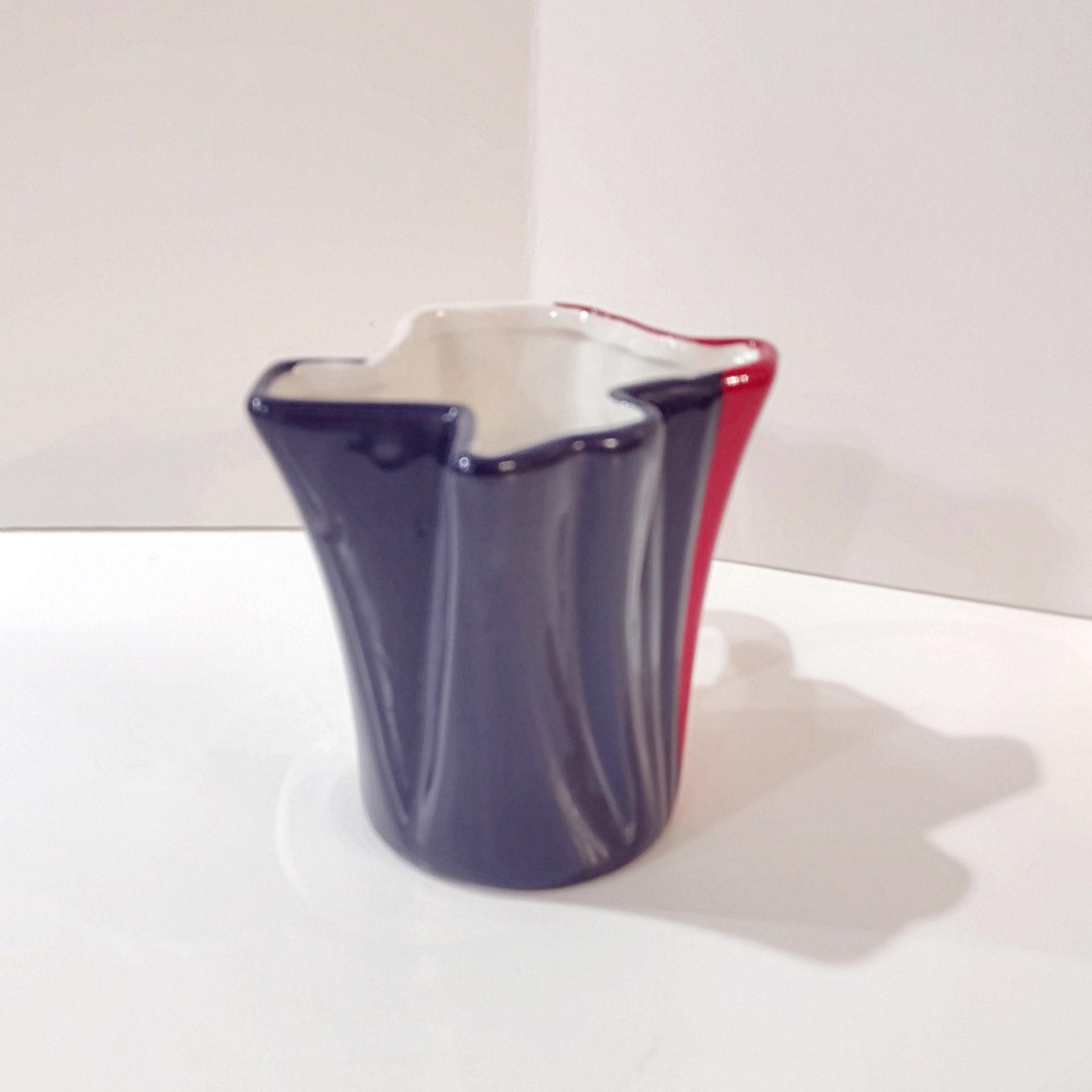 Vintage Texas Shaped Coffee Tea Mug, Red White and Blue Texas State Ceramic Mug, Small Patriotic Cactus Planter Pot