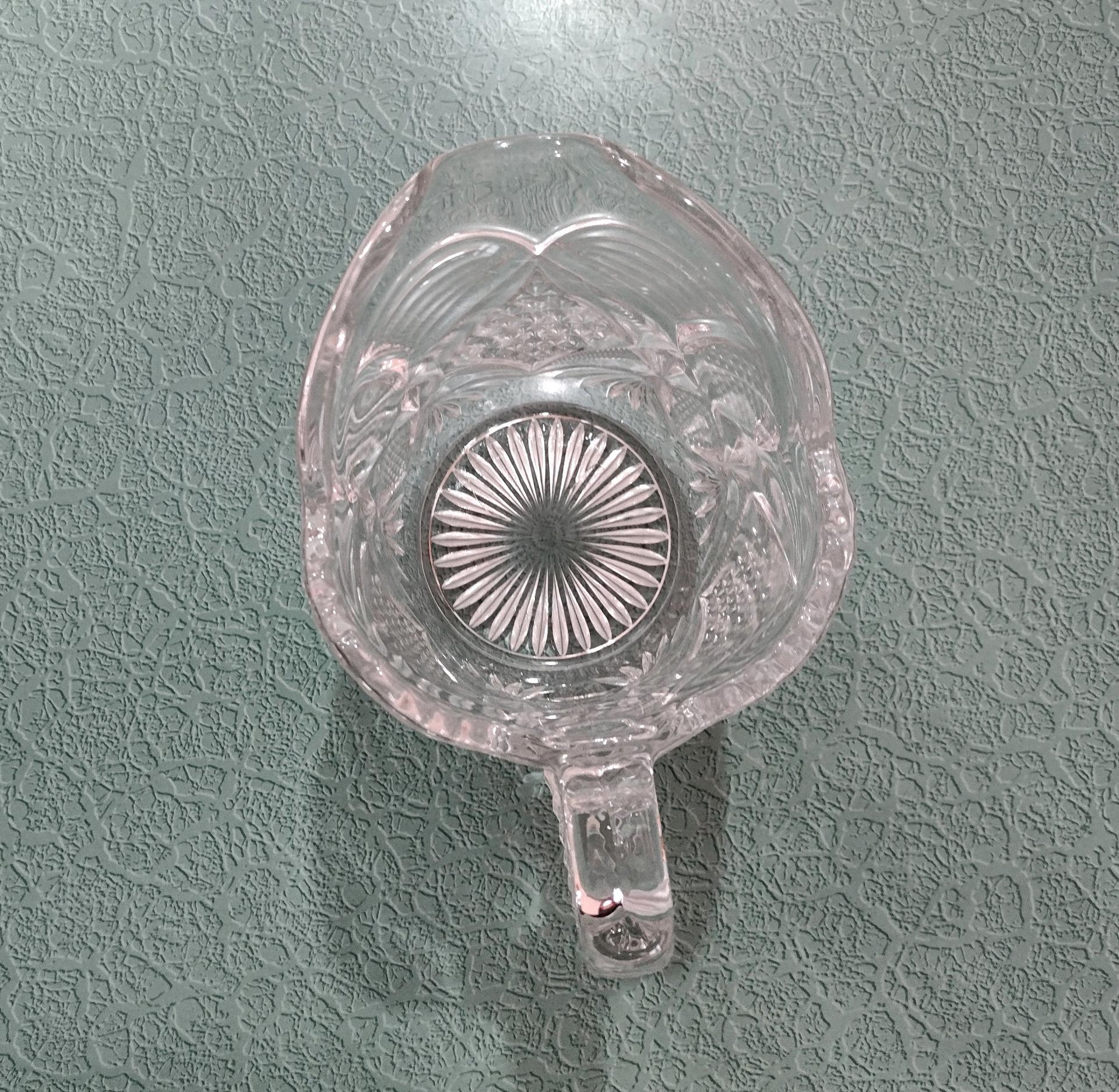 Antique Clear Pressed Glass Milk Pitcher, US Glass Company Pennsylvania #15048, Vintage EAPG Vaseline Glass