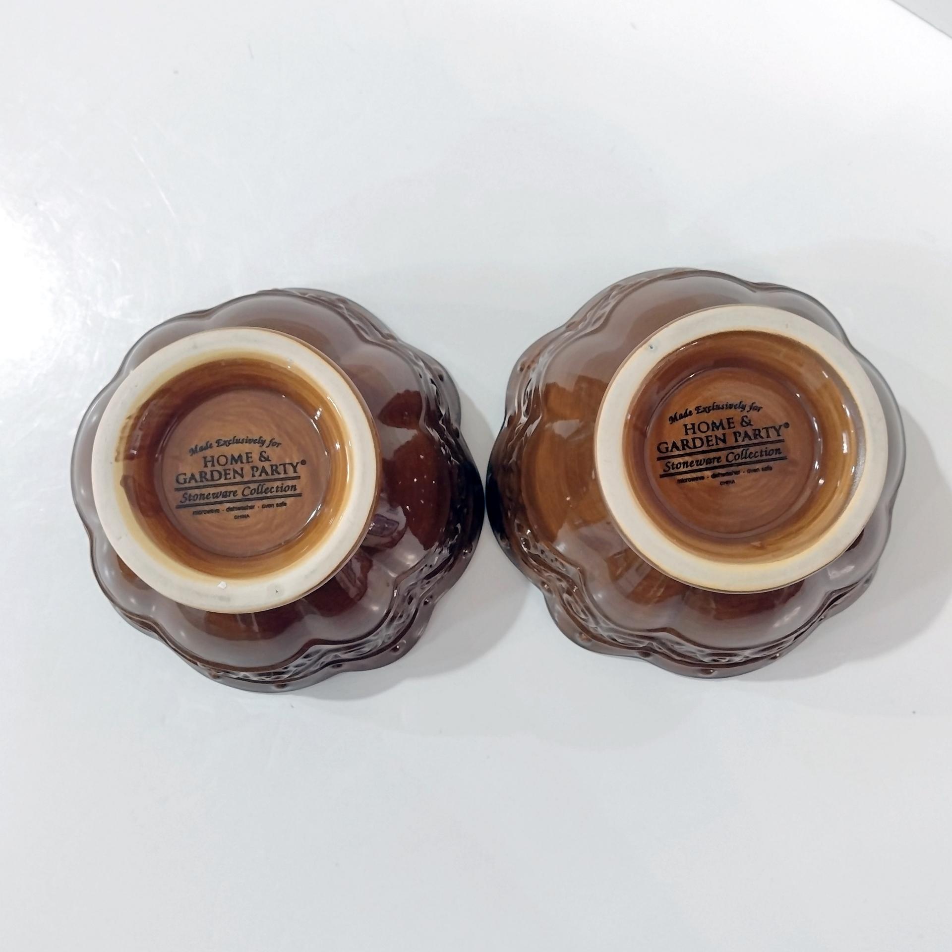 Vintage Home and Garden Party Venetian Brown Glazed Ceramic Bowls, Set of Two, Celebrating Home 16 Ounce Bowls