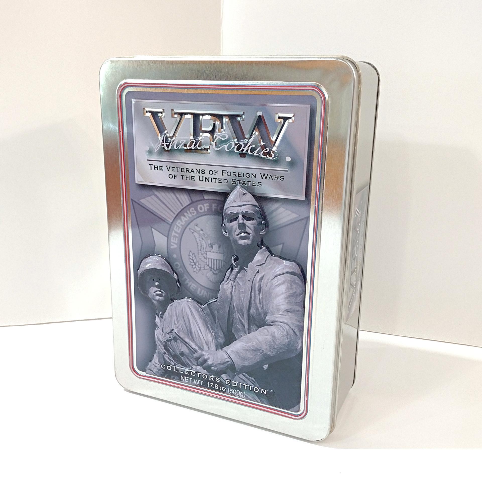 Vintage Anzac Cookies VFW of the United States Collectible Storage Tin, Military Veterans Gift Box