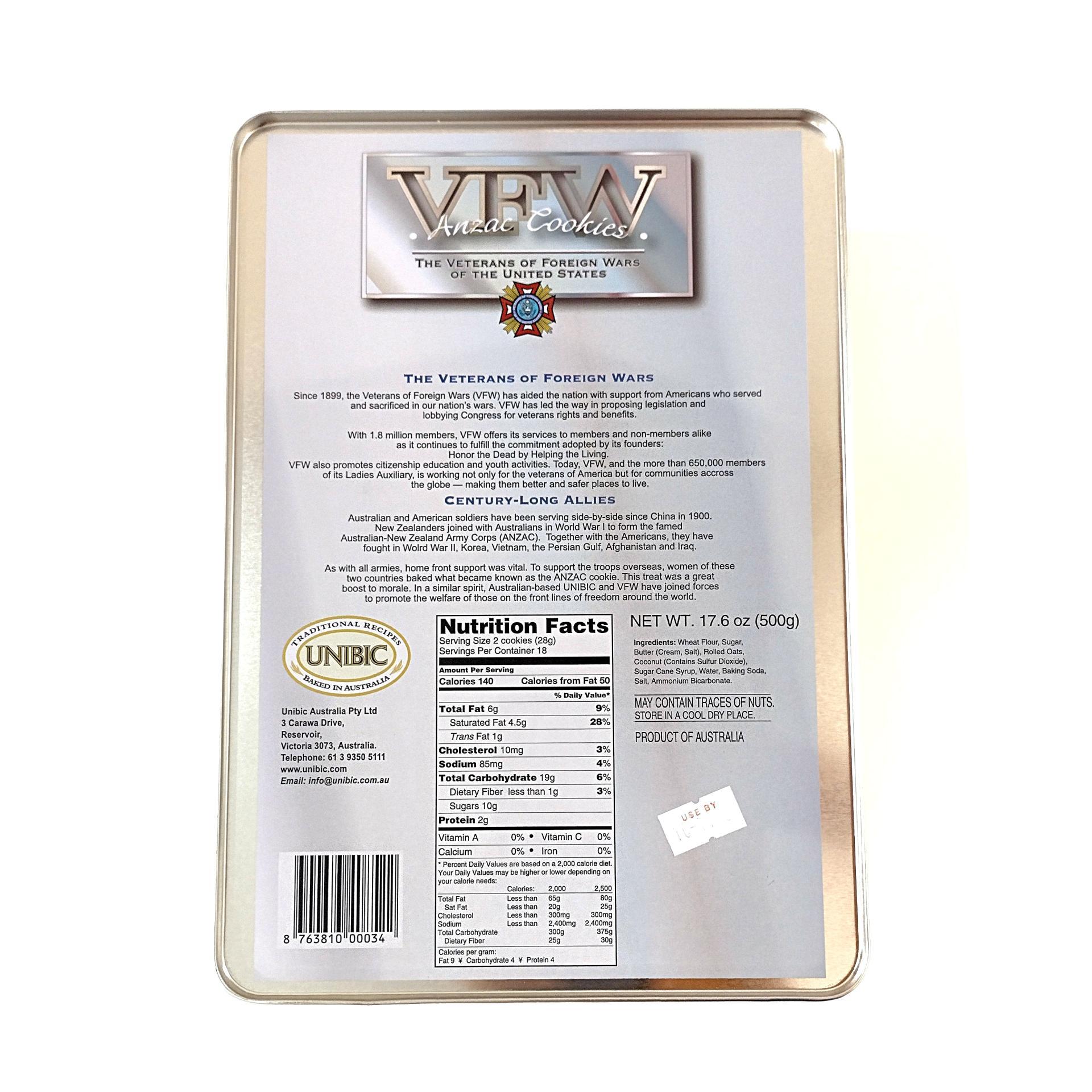 Vintage Anzac Cookies VFW of the United States Collectible Storage Tin, Military Veterans Gift Box