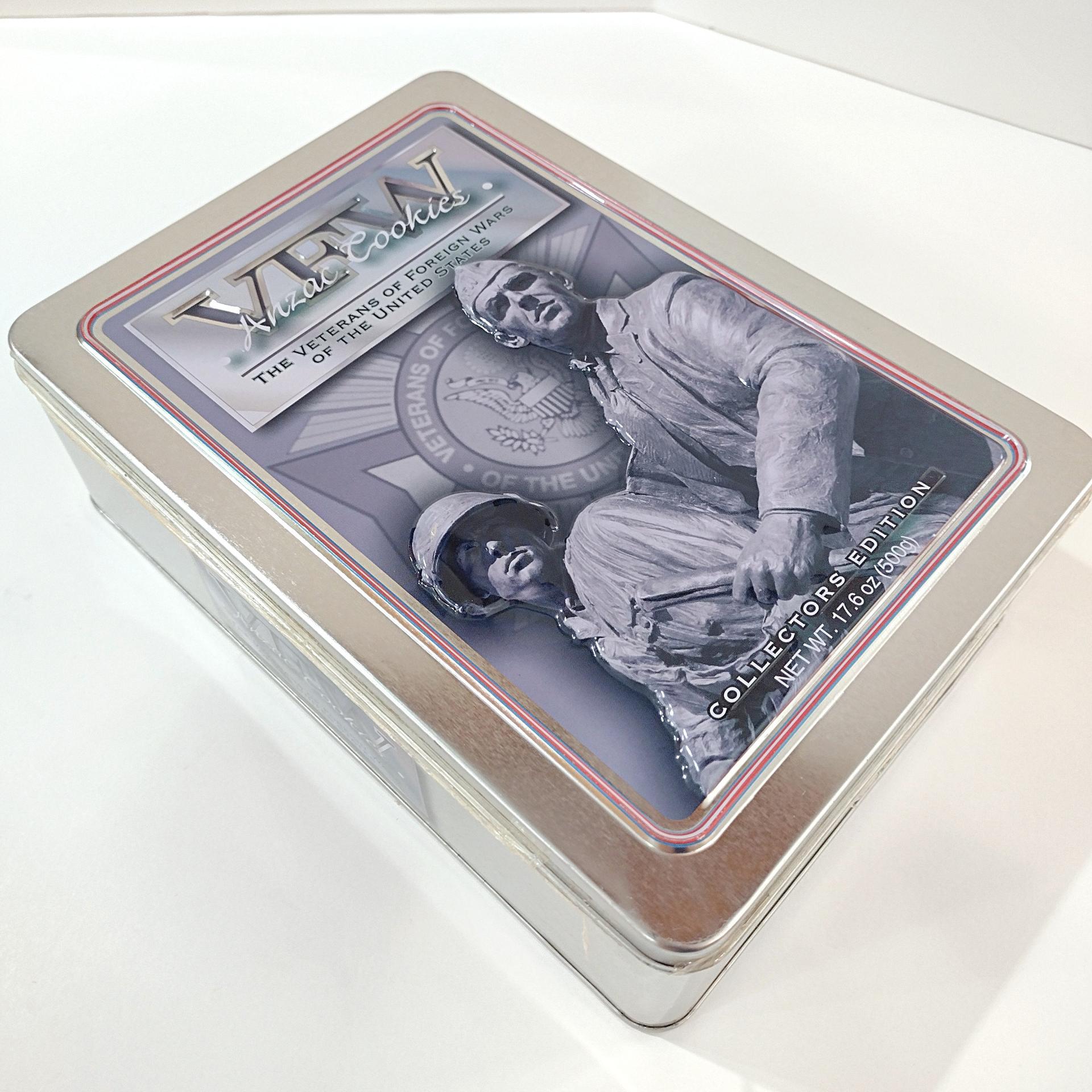 Vintage Anzac Cookies VFW of the United States Collectible Storage Tin, Military Veterans Gift Box
